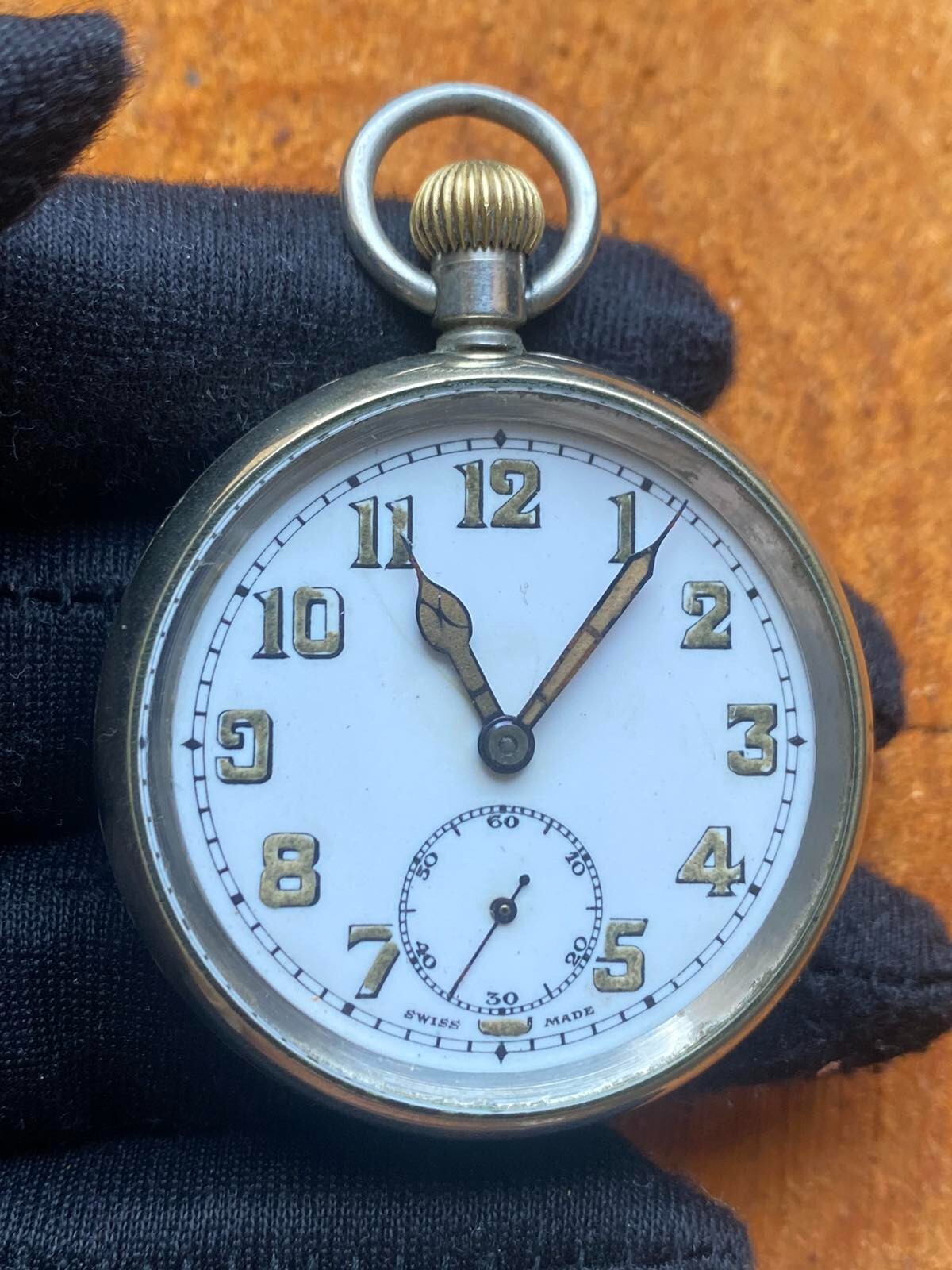 Antique Pocket Watch Mechanical Swiss Ottoman Military Chain Open Face Rare 19th