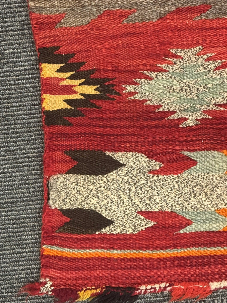 Navajo Double Saddle Blanket Handspun and Germantown ca 1890 53" H x 35" W