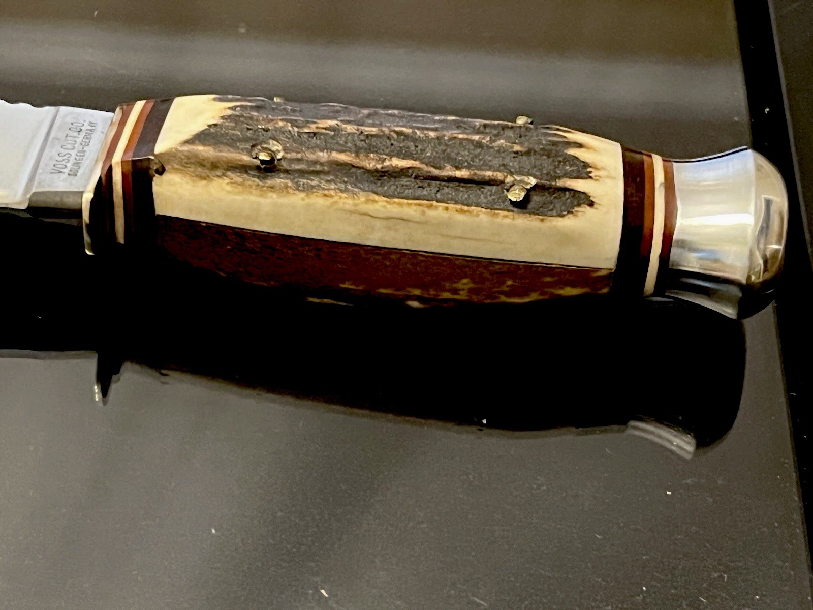 VINTAGE VOSS CUT. CO.GERMANY THICK STAG HUNTING KNIFE SKINNER BLADE 8-1/4” MINT