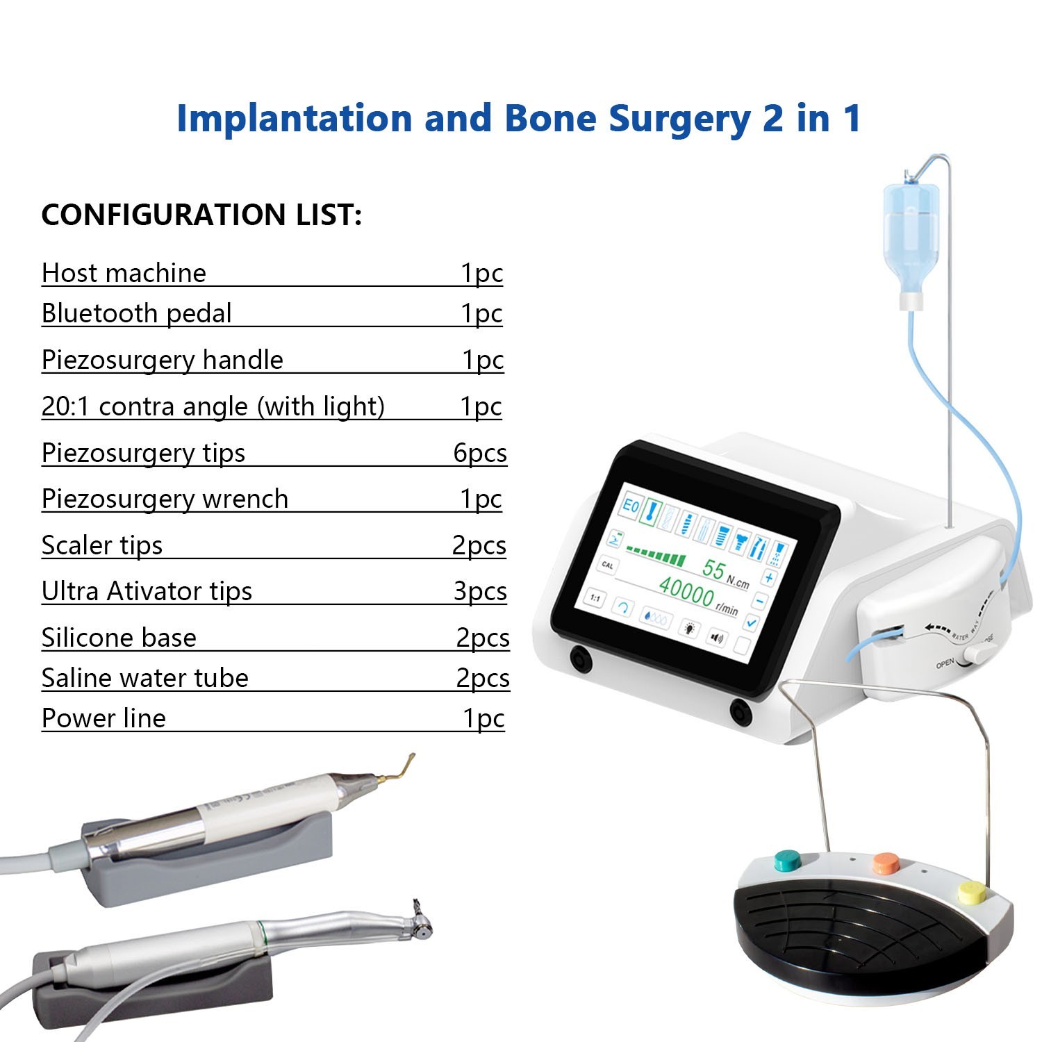 USA Dental Piezo Surgery & Implant Motor Bone Cutter 2 in 1 Implant System Touch