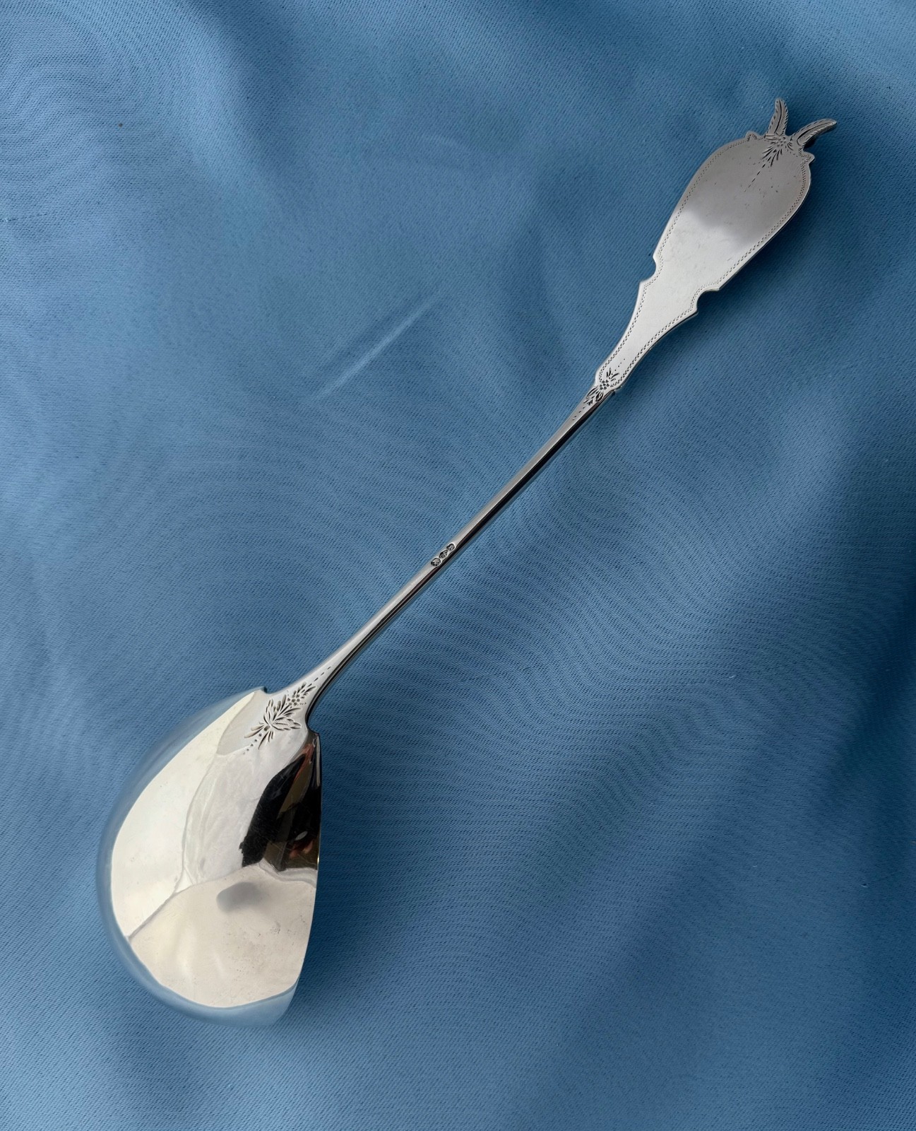 Albert Coles Coin Silver Soup Ladle Saxon Stag 12 Inches No Mono