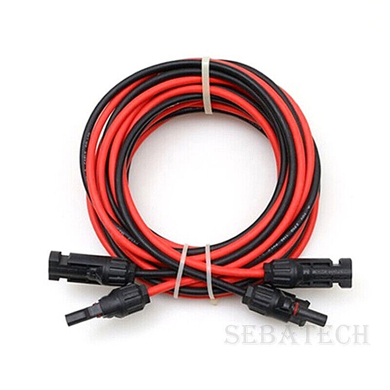 True Silicone Wire 10AWG Solar Panel Extension Cable Connectors Black Red