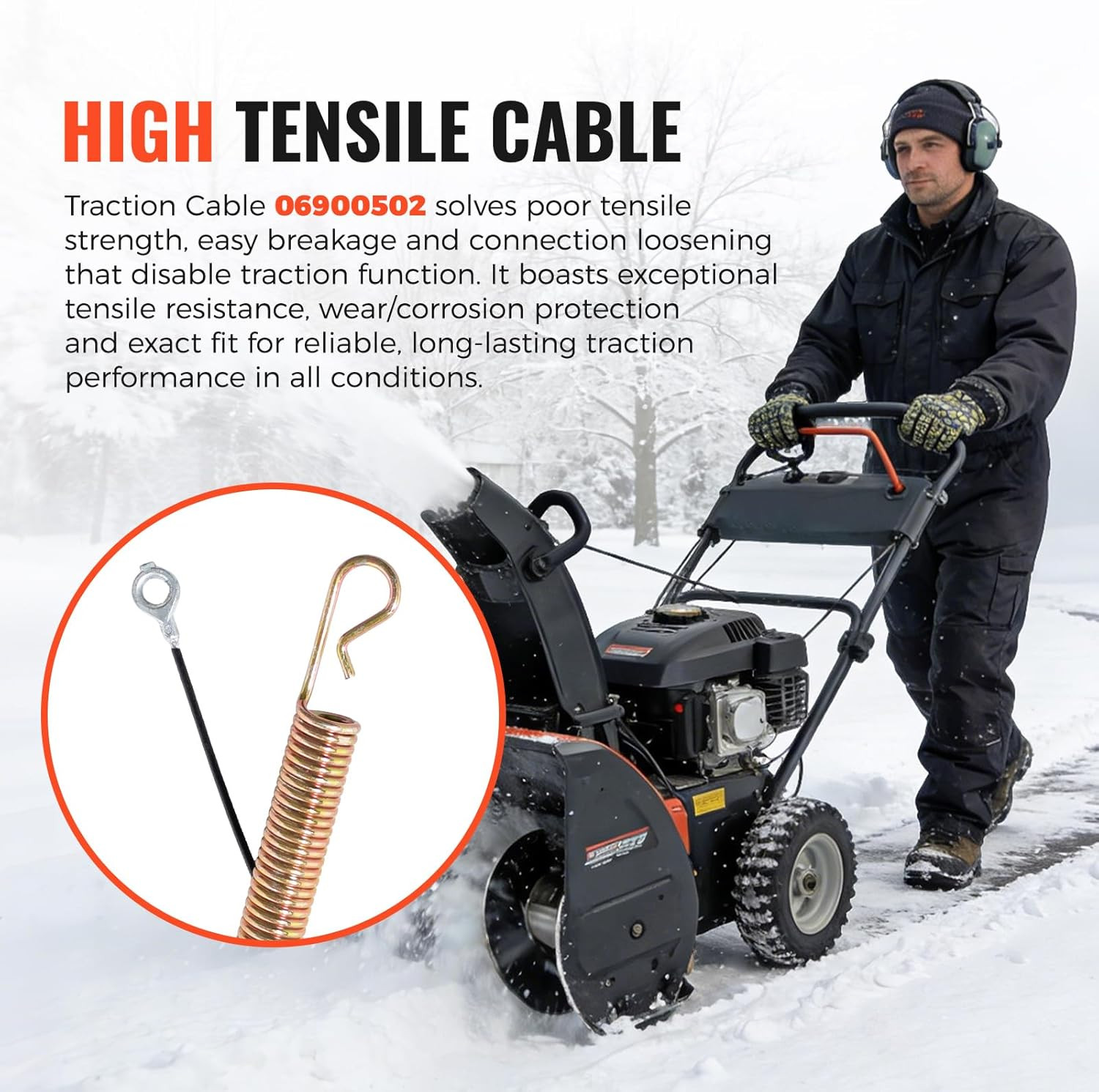 Auger & Upper Traction Cable 06900502 Fits Ariens Snowblowers 921013 921017 9210