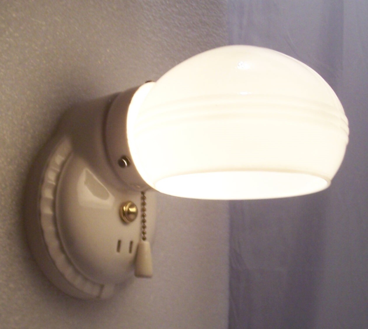 Antique Porcelain Sconce Pair Vtg Light Fixture Ceramic Art Deco Wired USA #F21