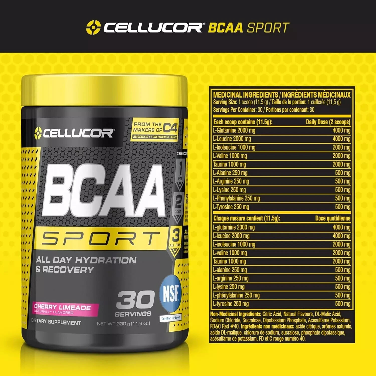 Lot of 4 Cellucor BCAA Sport Hydration & Recovery Cherry Limeade Exp 2/2026