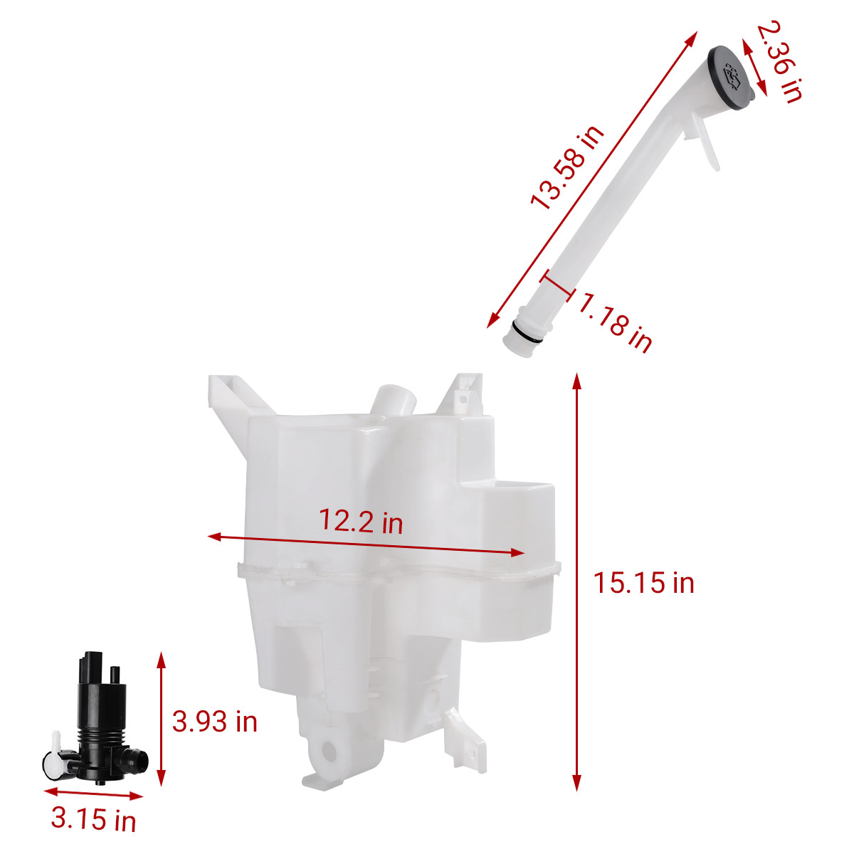 Fits Nissan Rogue 2017 2018 2019 Washer Reservoir Windshield Tank W/ Pump US