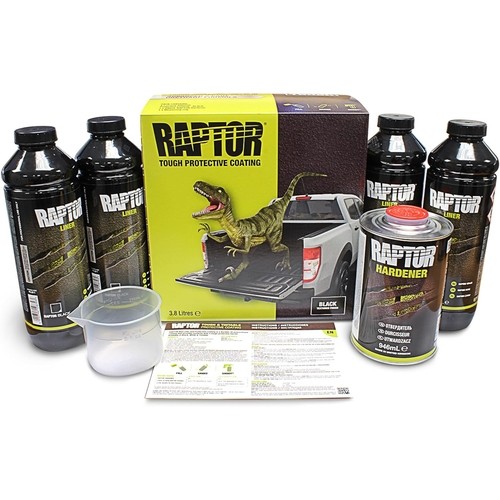 U-POL UP0820 Raptor Black Truck Bed Liner Kit, 4 liter, Coverage to 125 sq ft
