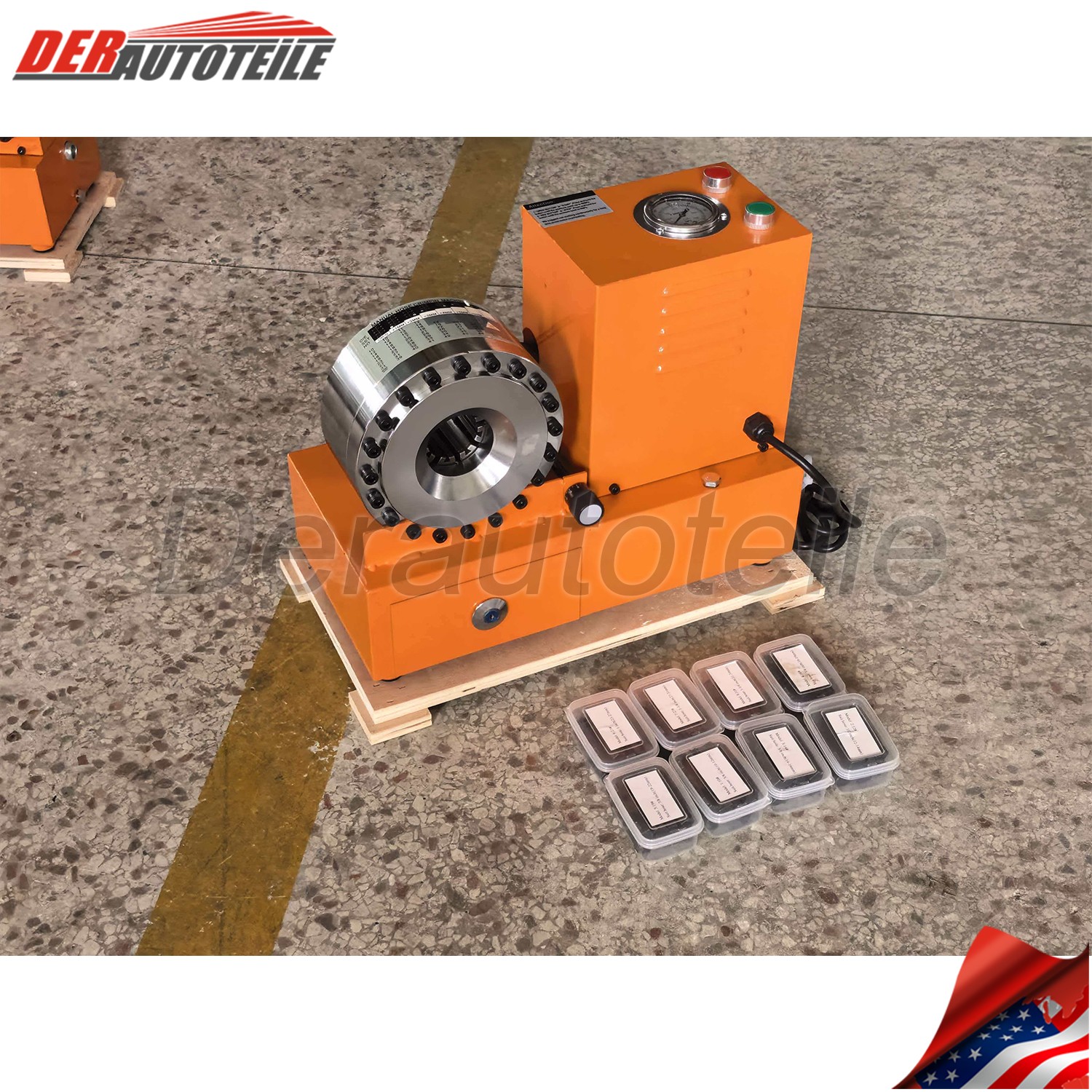 Electric Hydraulic Hose Crimper Tool with 9 Dies 110V Crimping Kit for AC & Auto