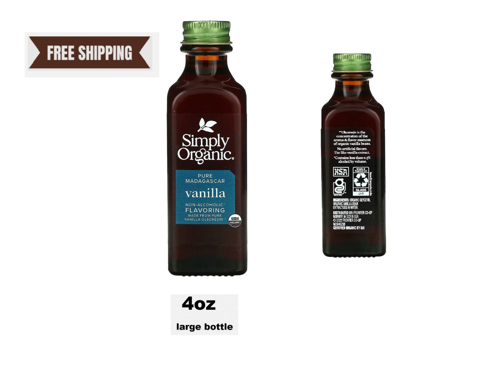 Simply Organic Vanilla Flavoring  -  4oz big bottle  /  exp 2027   /  ships free