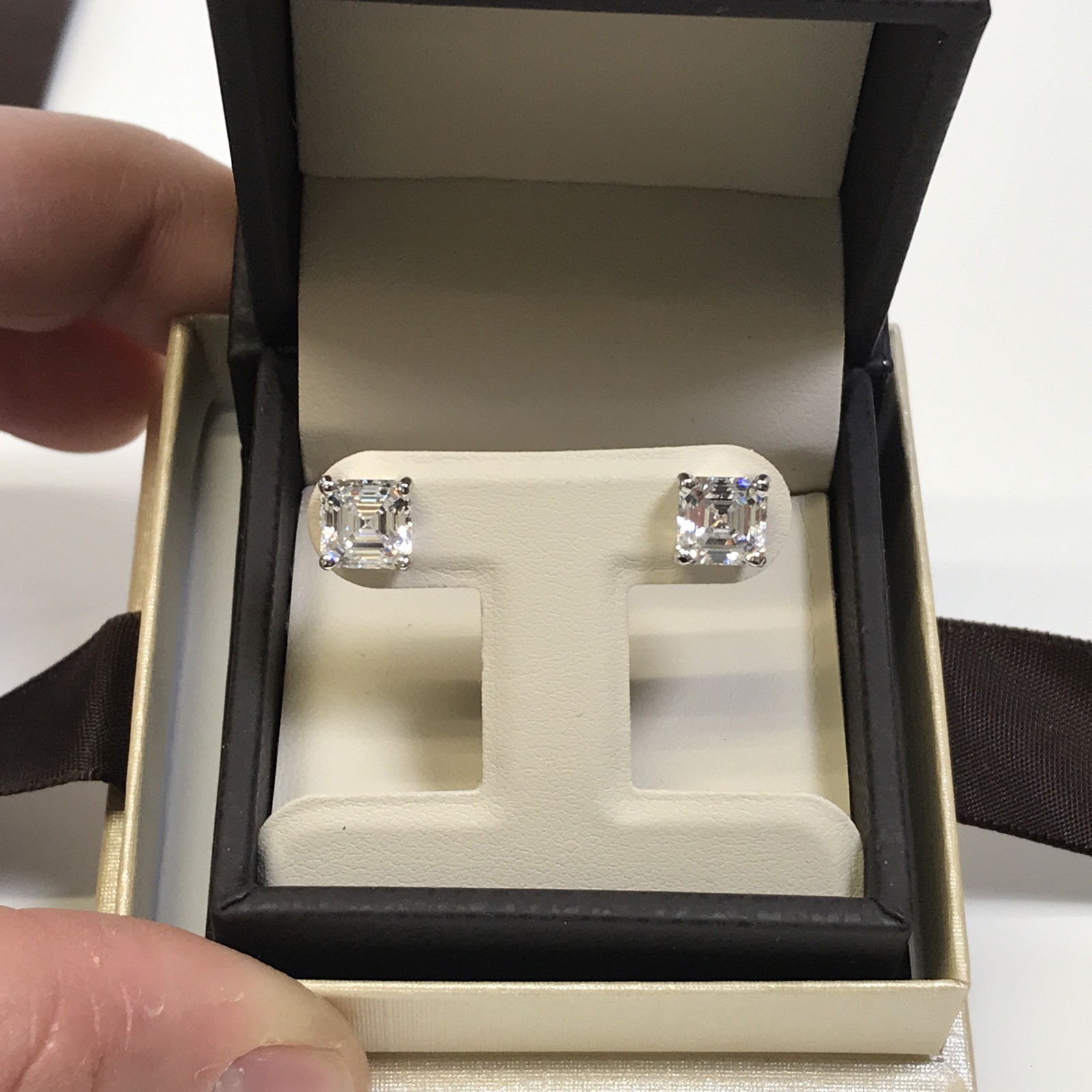 3 TCW Asscher Princess Square Cut Studs Earrings Man Made Diamond 14k Solid