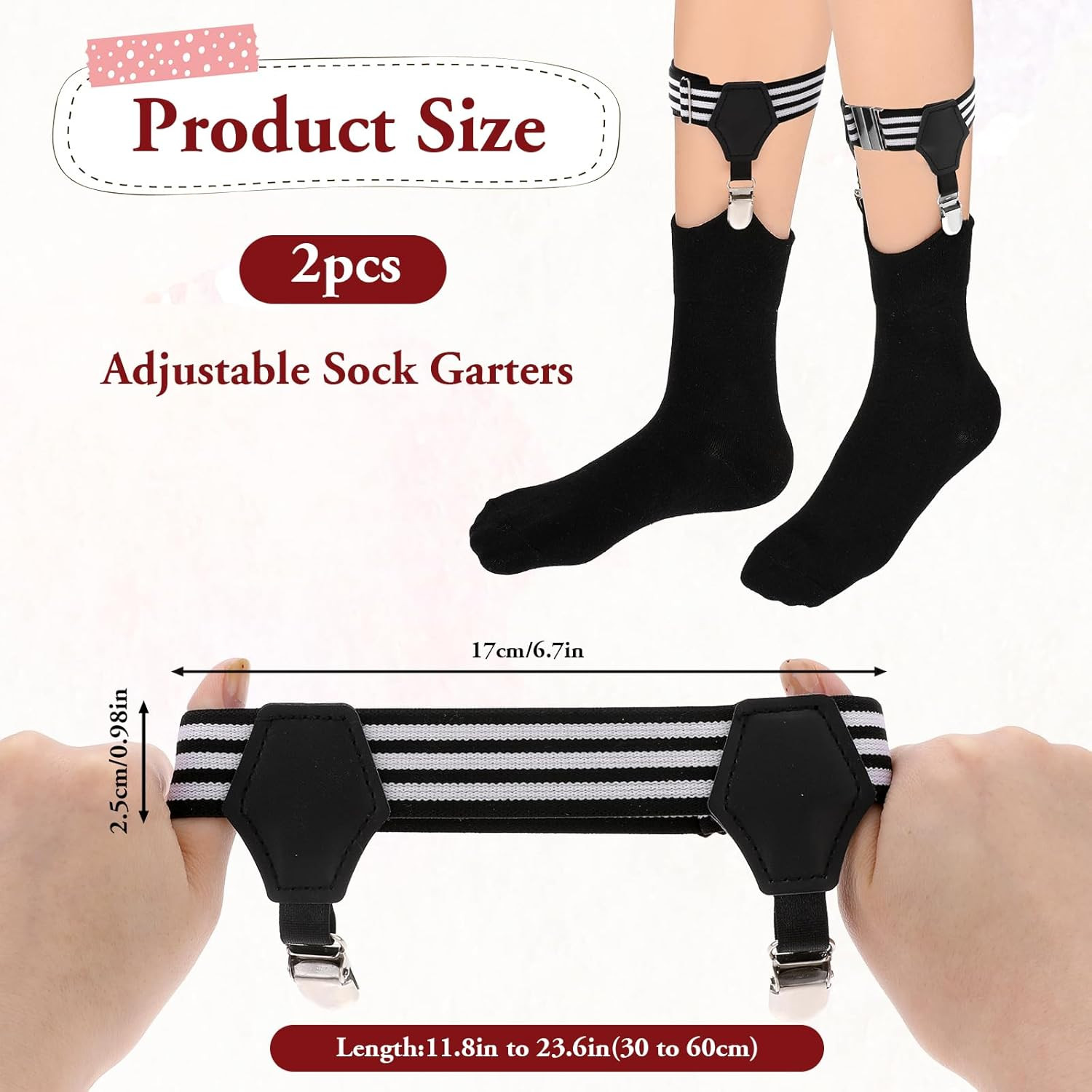 2 Pack Adjustable Men'S Sock Garters Suspenders Non Slip Sock Strap Suspenders