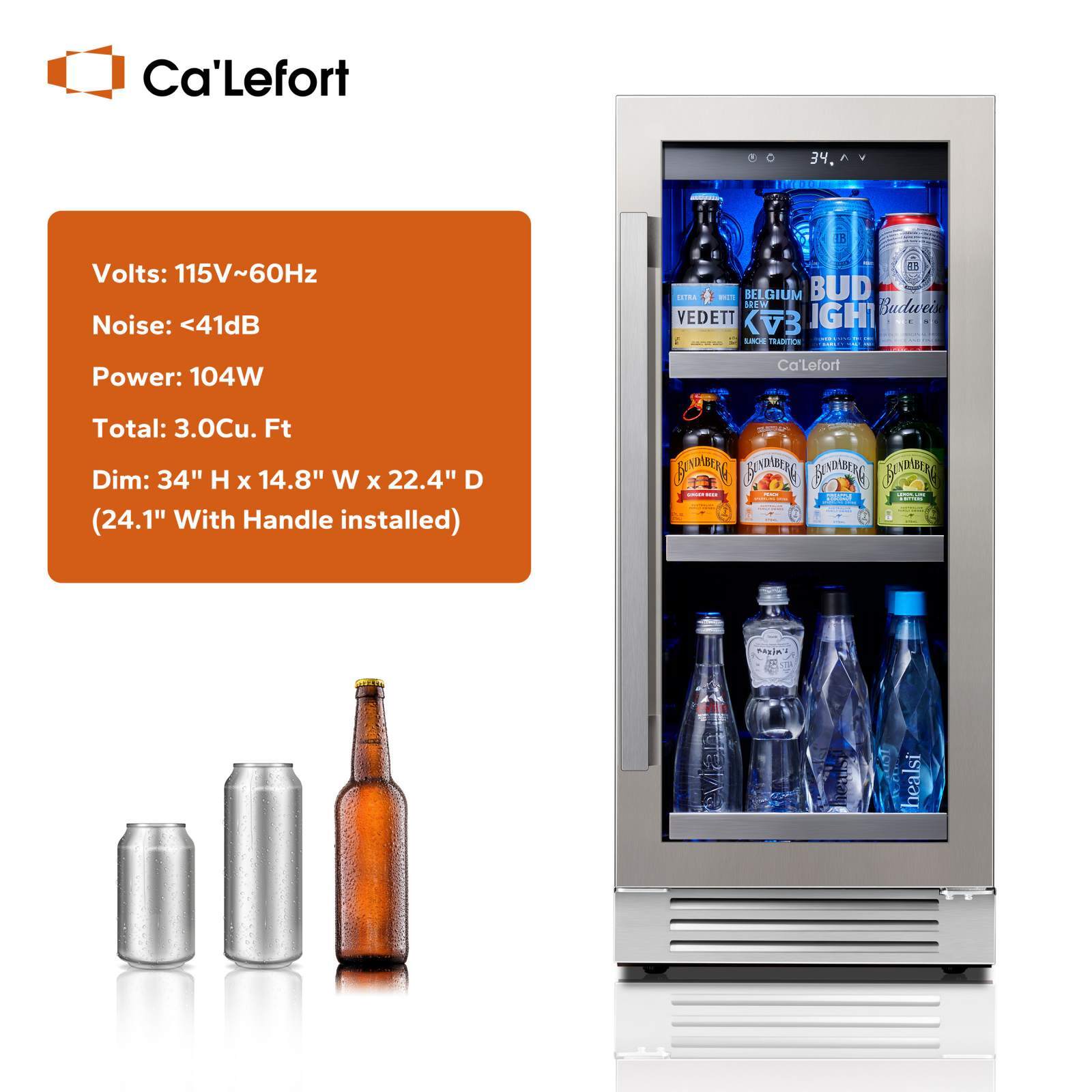 Ca'Lefort 15" Small Beverage Refrigerator Cooler Soda Beer Drink Home/Bar