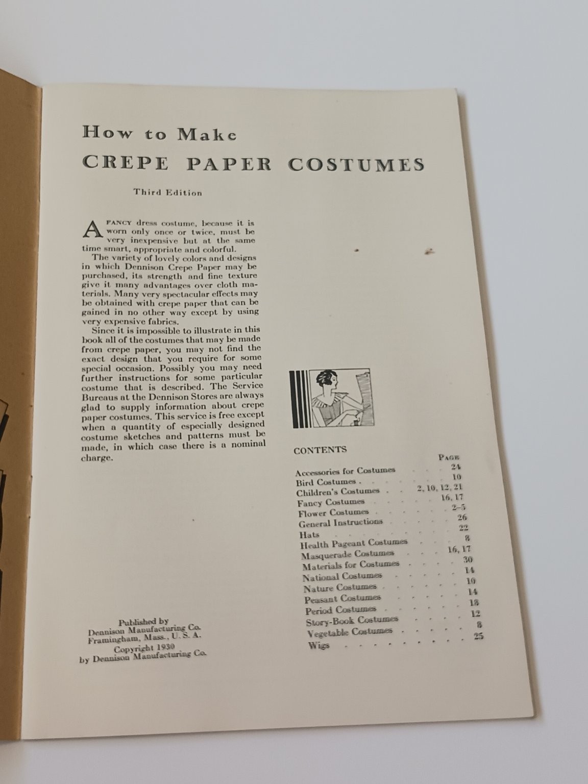 1930 Dennison How to Make Crepe Paper Costumes Booklet Vtg Craft Guide Flapper