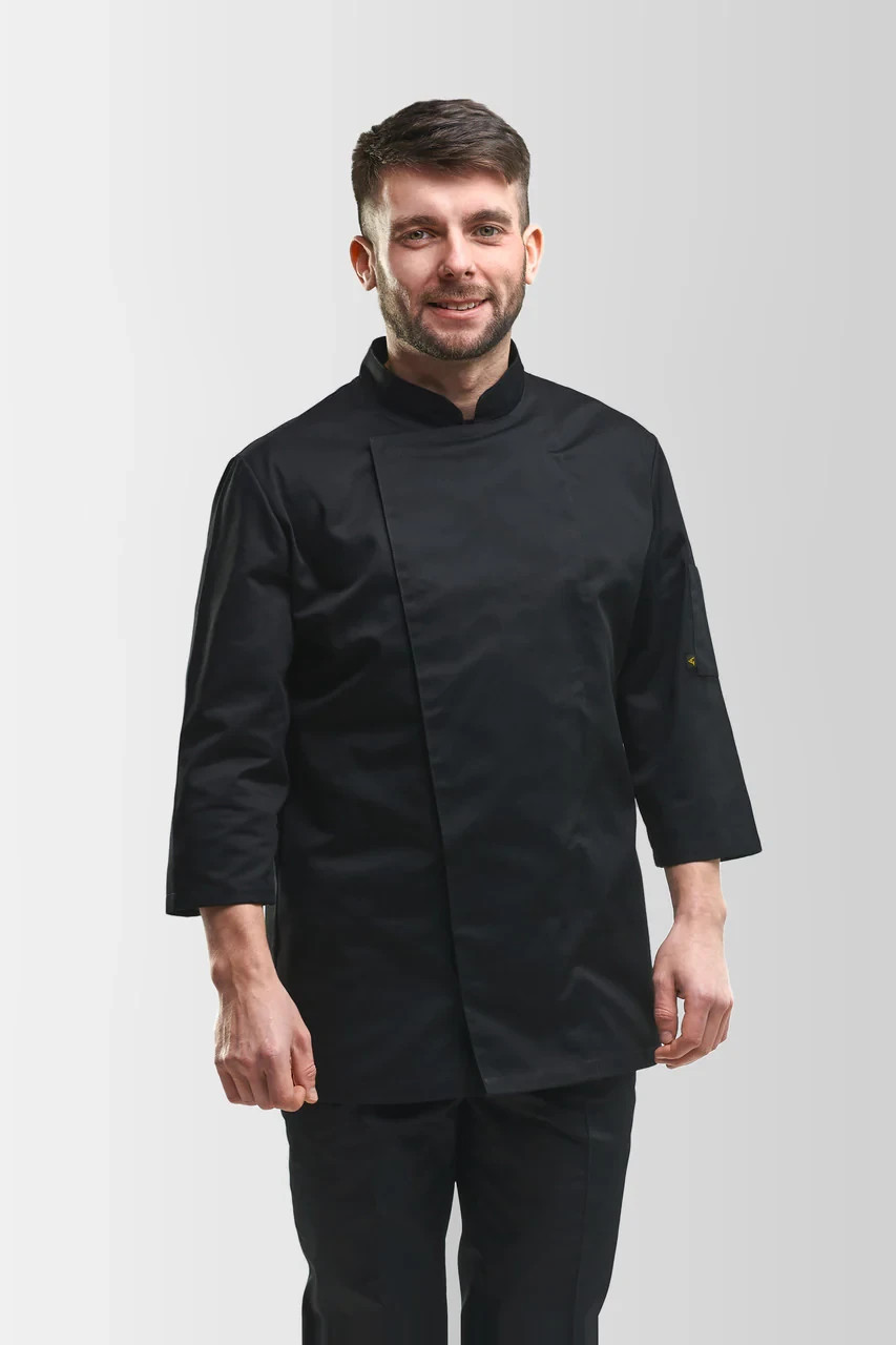 Chef Works Men's Lansing Chef Coat Black Large New Professional Kitchen Jacket