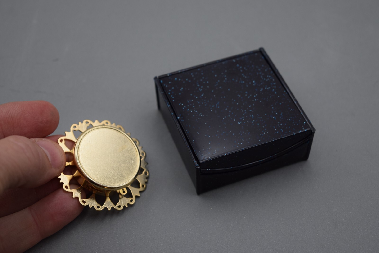 Large Relic Theca, Gold Plated Reliquary - Saint Relic Theca with Case (F)