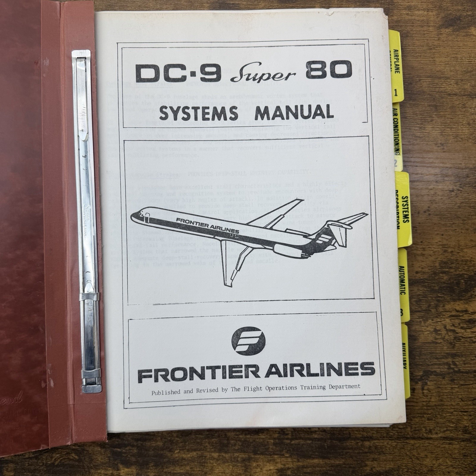 1982 Frontier Airlines DC-9 Super 80 (MD-80) Systems Manual