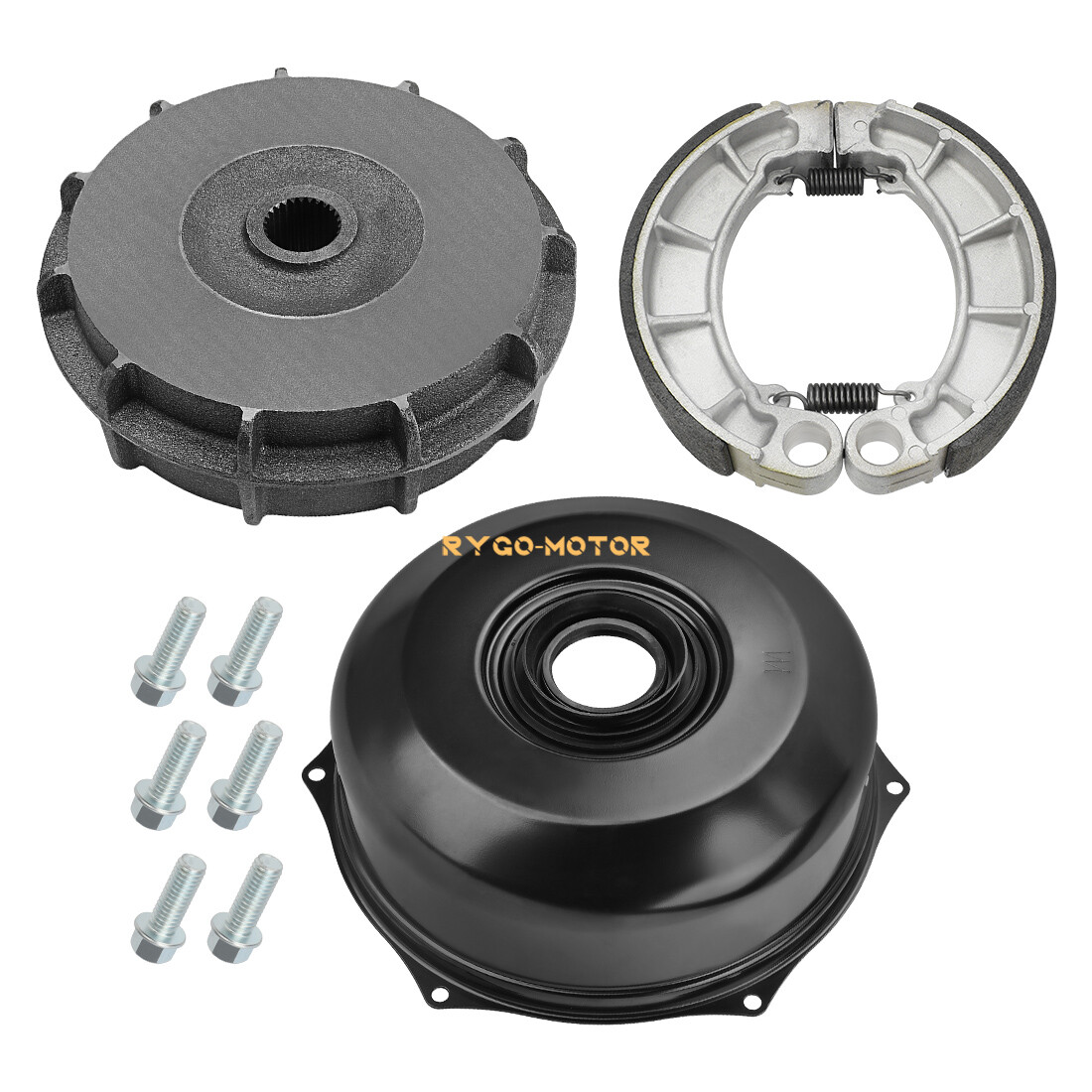 Rear Brake Drum Cover Hub Shoes Set for Honda Rancher 420 TRX420 4x4 2014-2024