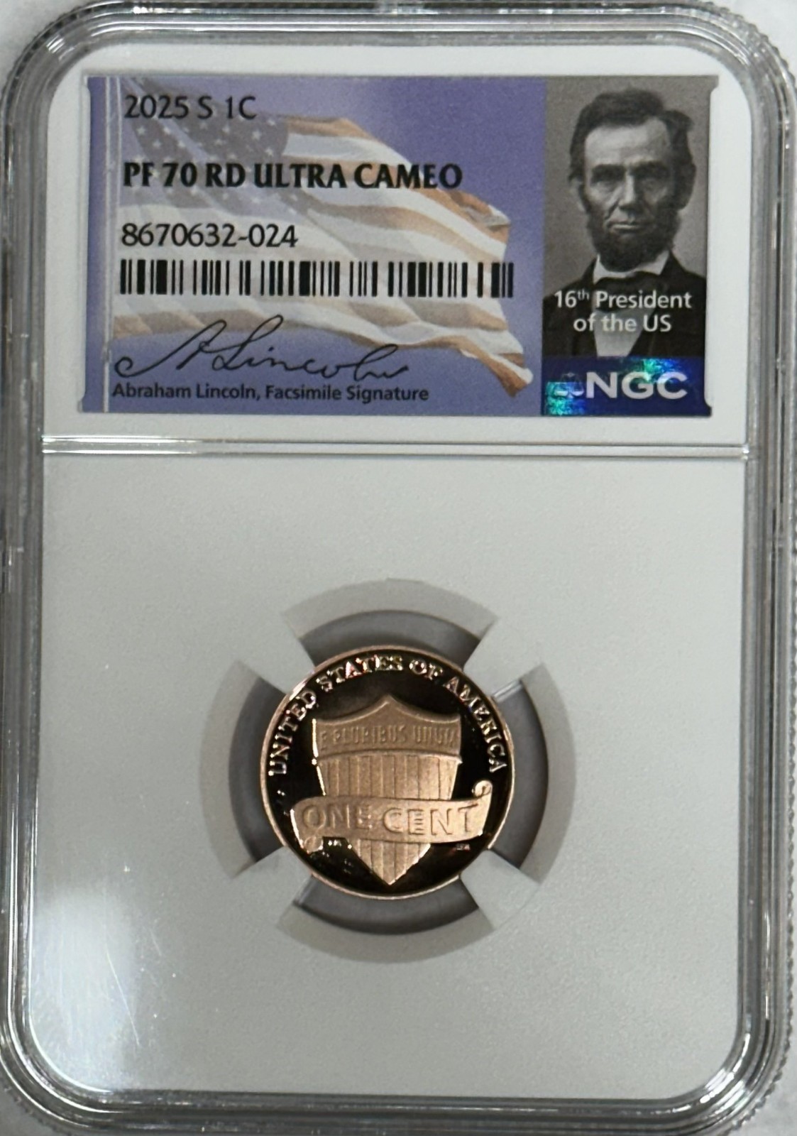 2025 S NGC PF70 Ultra Cameo Proof Lincoln One Cent Penny 1C