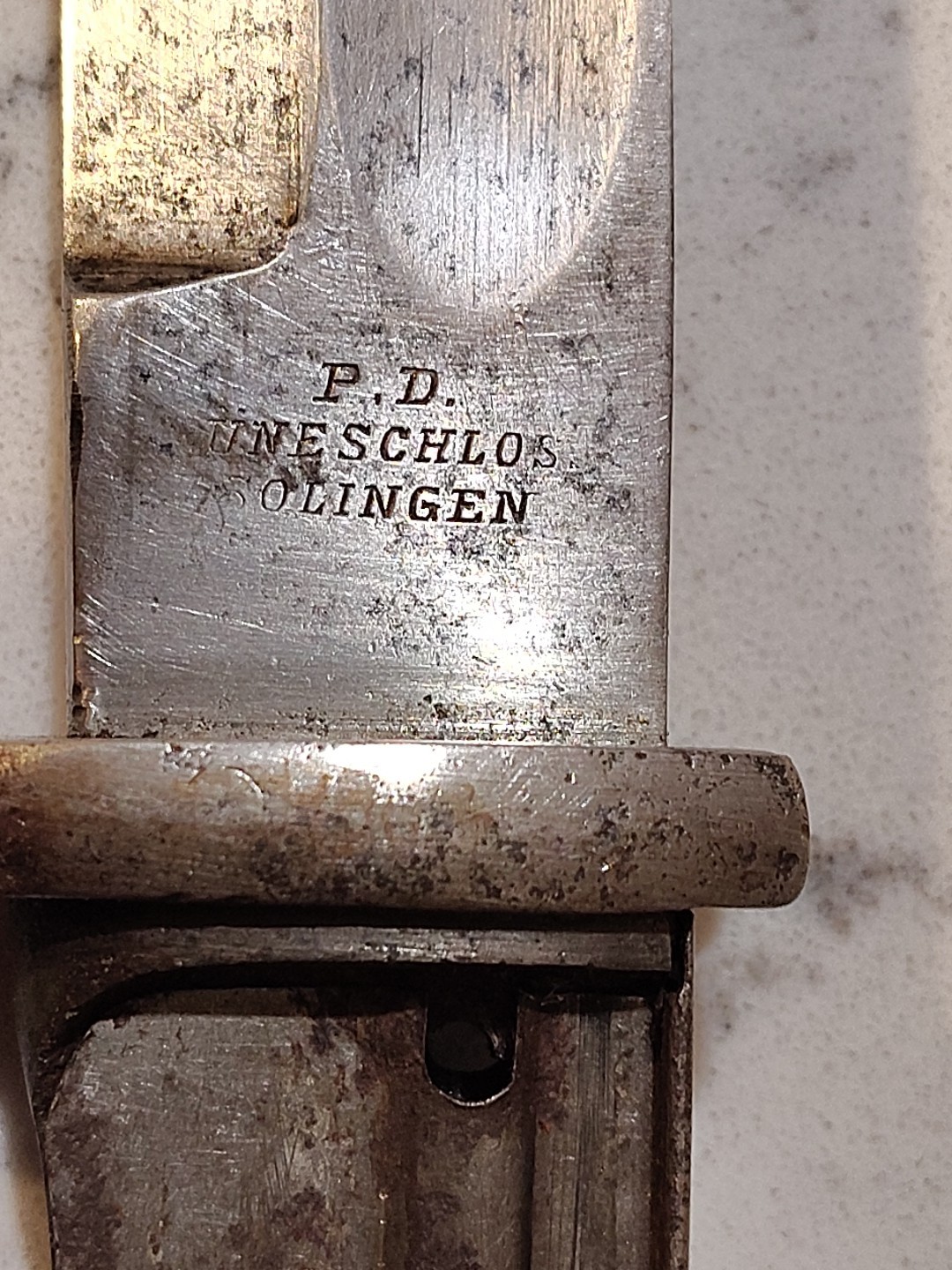 P. D. Luneschloss Solingen, German Bayonet & Scabbard, Handle Scales r Missing