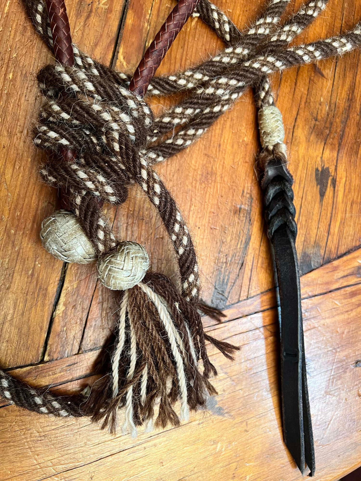 Very FANCY Jimmy Flores Handmade 12 X 24 Plait /8" KANGAROO & RAWHIDE BOSALITO