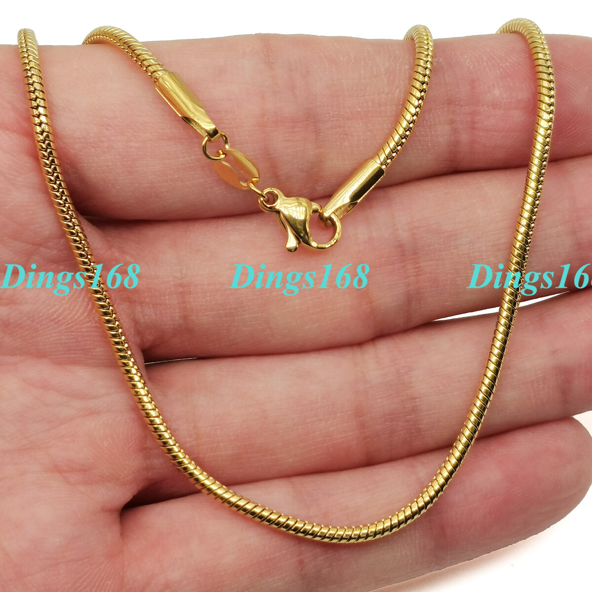 18K Yellow Gold Filled Classic Snake Chain Necklace 16/18/20/22/24/26/28-38 inch
