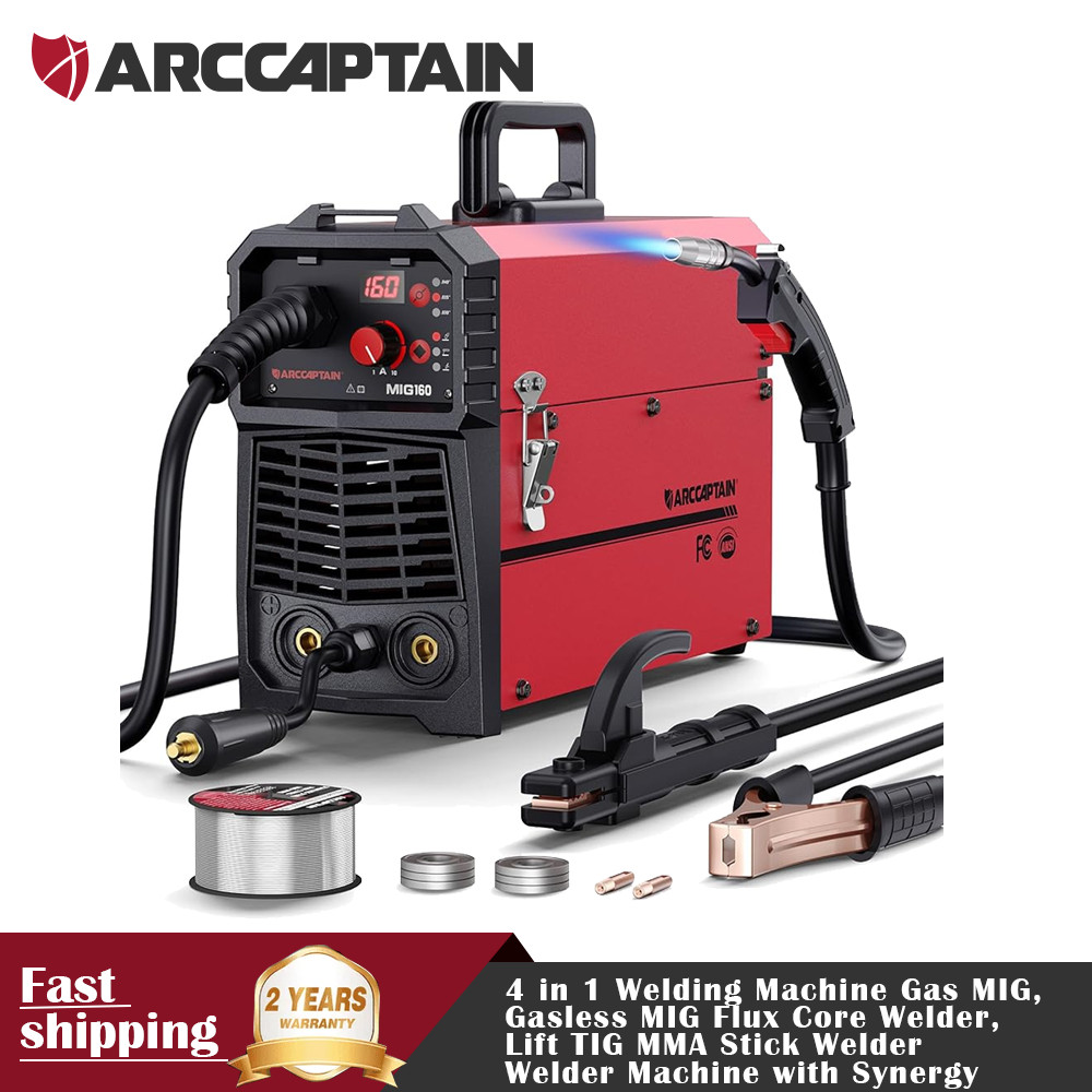 ARCCAPTAIN 160A MIG Welder 4 in 1 Welding Machine Gas MIG, Gasless MIG Flux Core