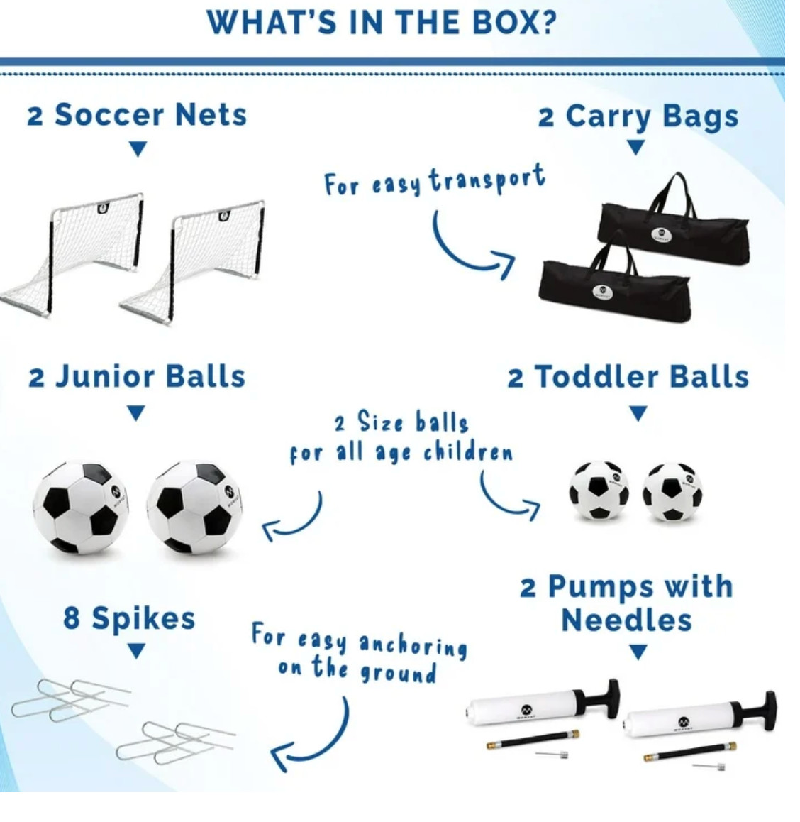 Morvat Black & White Soccer Goal Net Set for Kids, Indoors & Outdoors, 2 Pack