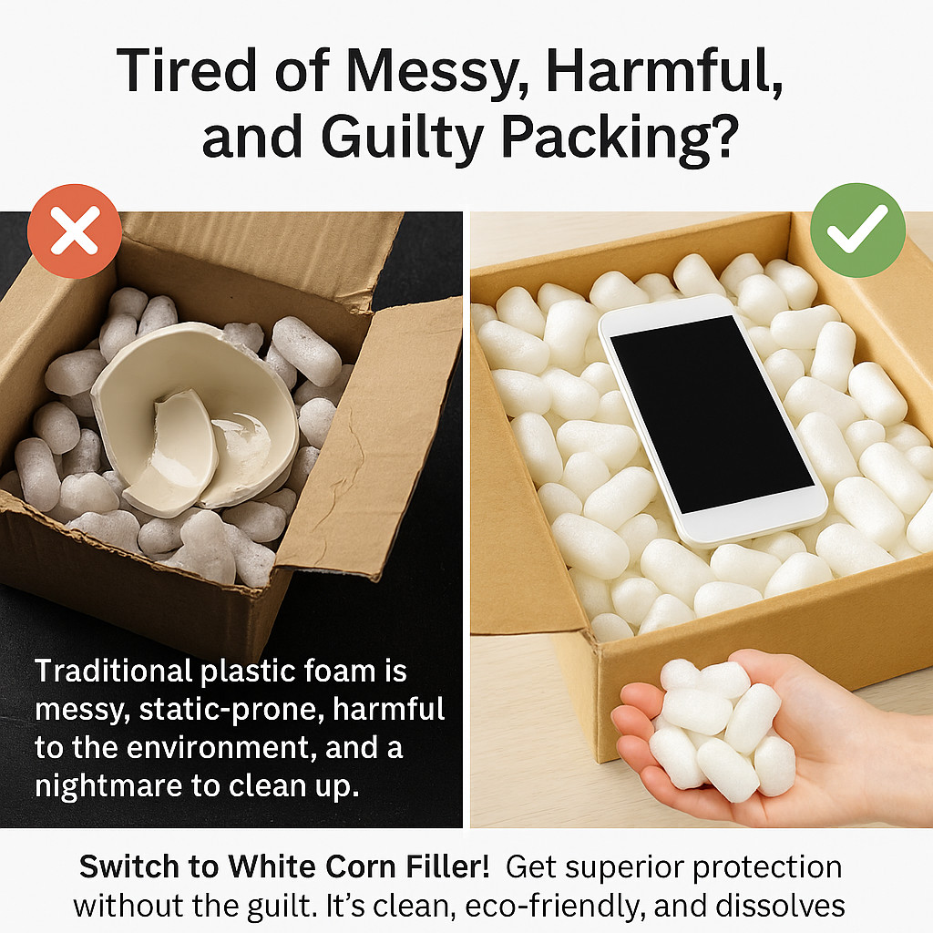 10/12/14" Biodegradable Eco-Friendly Packing Peanuts, Sustainable Shipping Fill