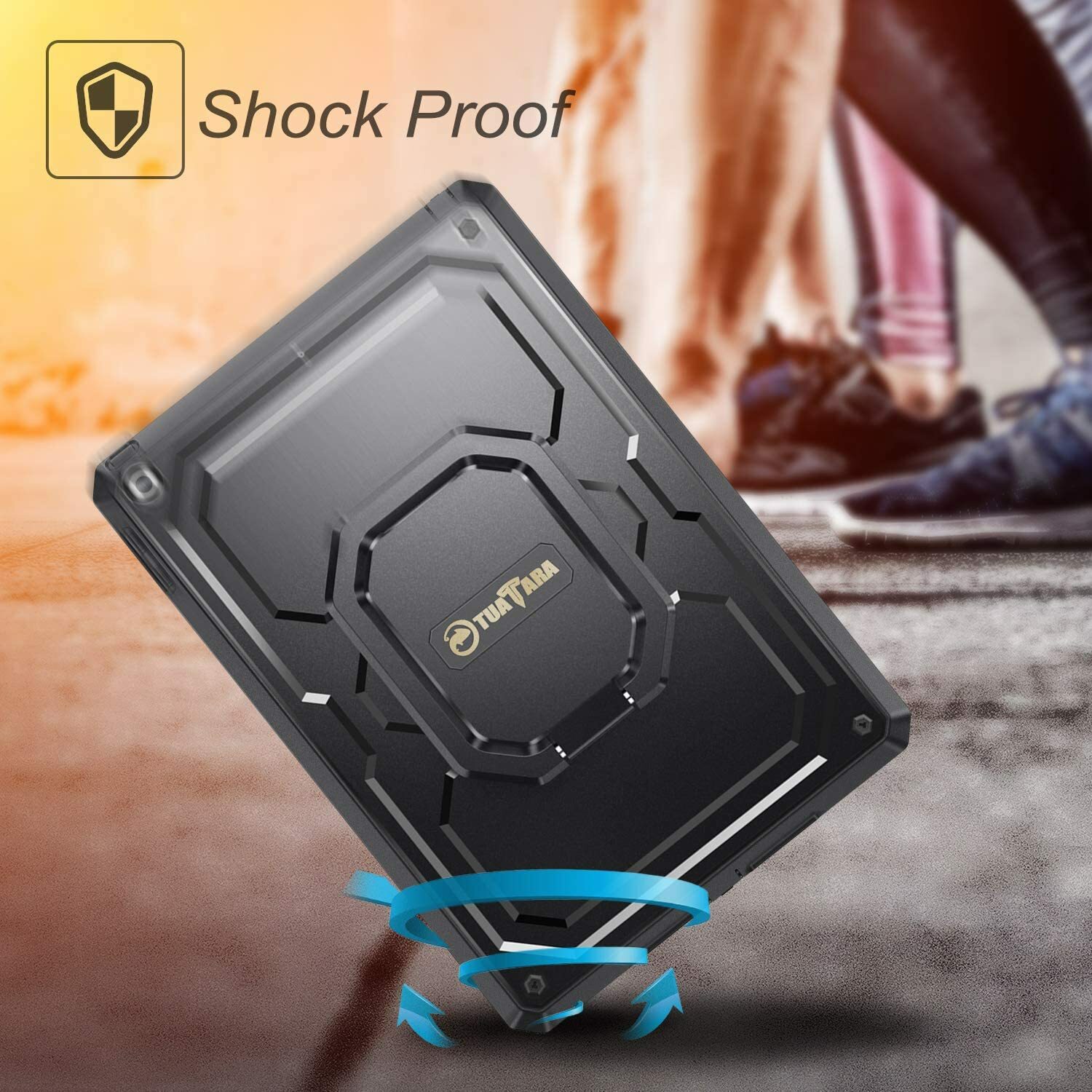 For iPad 10.2" 9th Generation 2021 Rotating Case Cover Built-in Screen Protector