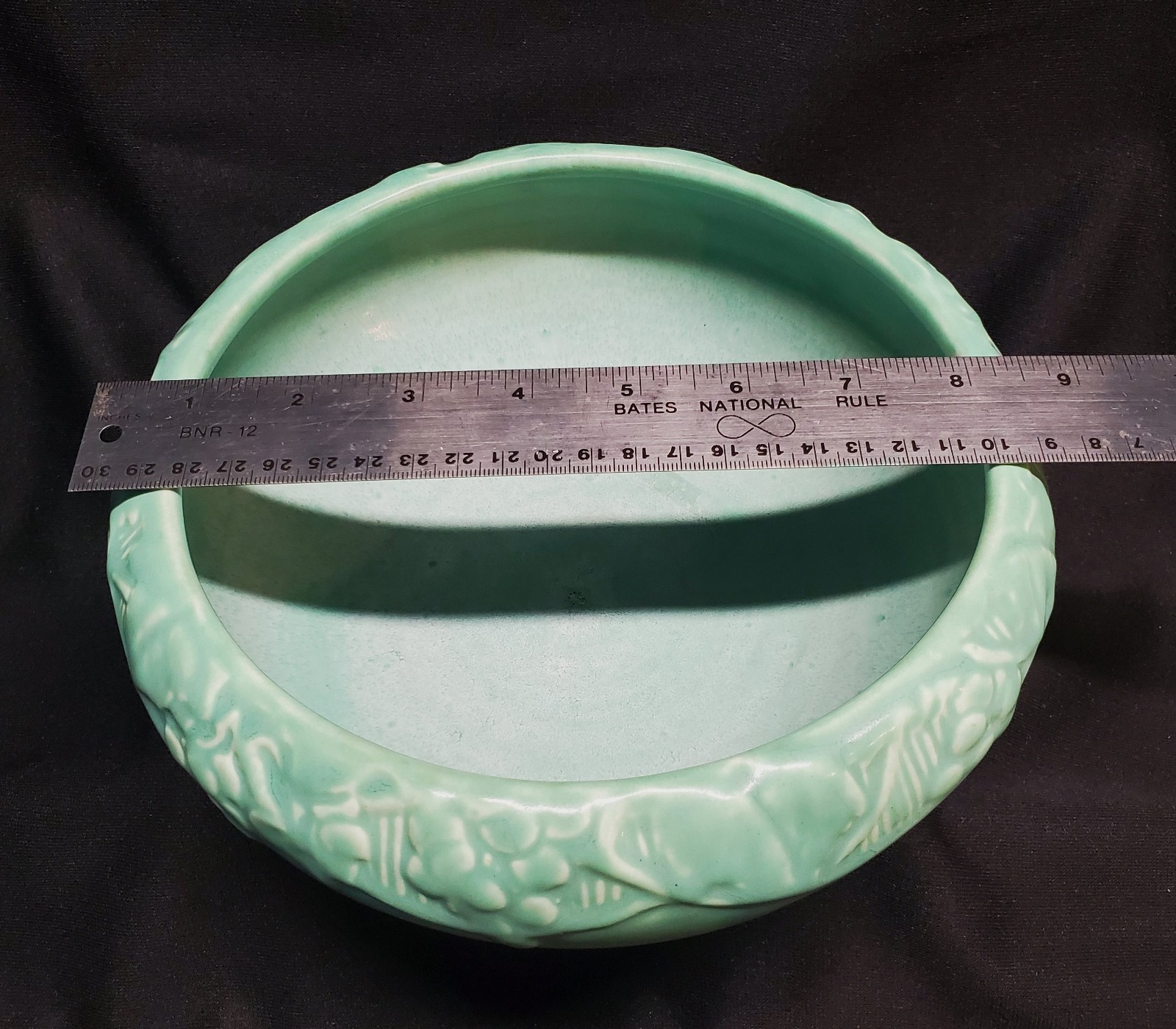 1921 Rookwood Pottery Large 9" Matte Mint Green Bowl Grape Vine