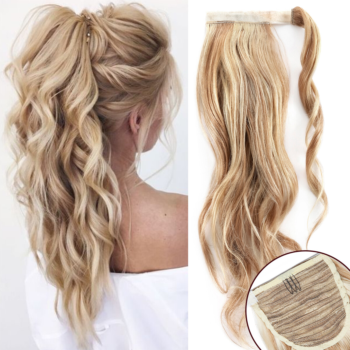 Real 100% Claw Wrap Around Ponytail Clip In Pony Tail Remy Human Hair Extensions