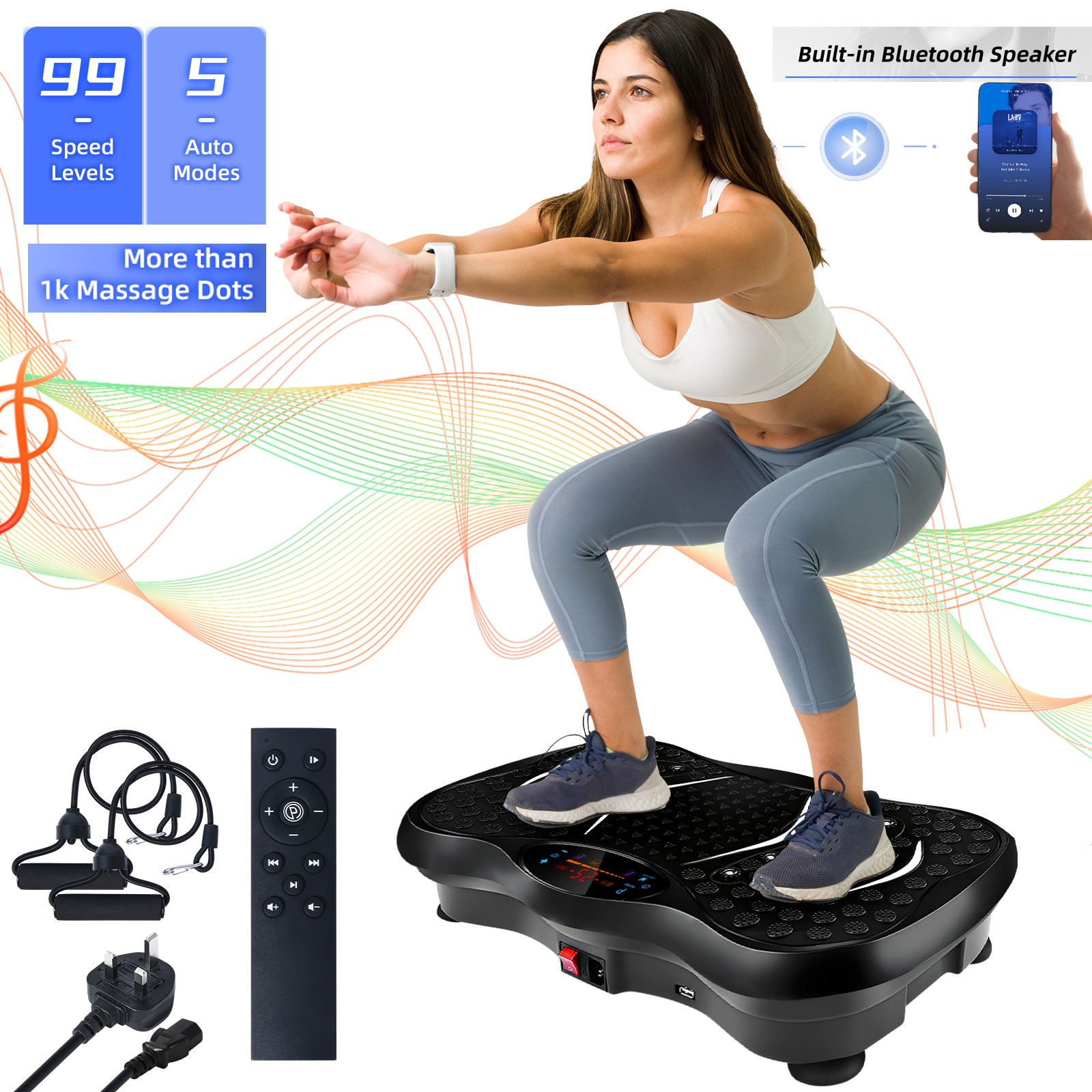 Evoland Vibration Plate-99 Speeds,5 Modes,330lbs Home Fitness & Weight Loss
