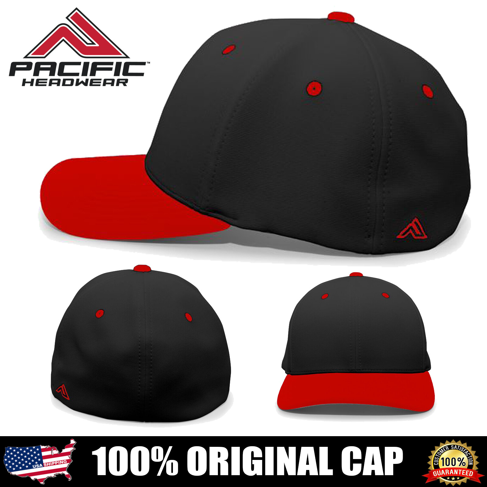 Pacific Headwear NEW 498F ORIGINAL M2 Performance Closed Back Flexfit Cap Hat!