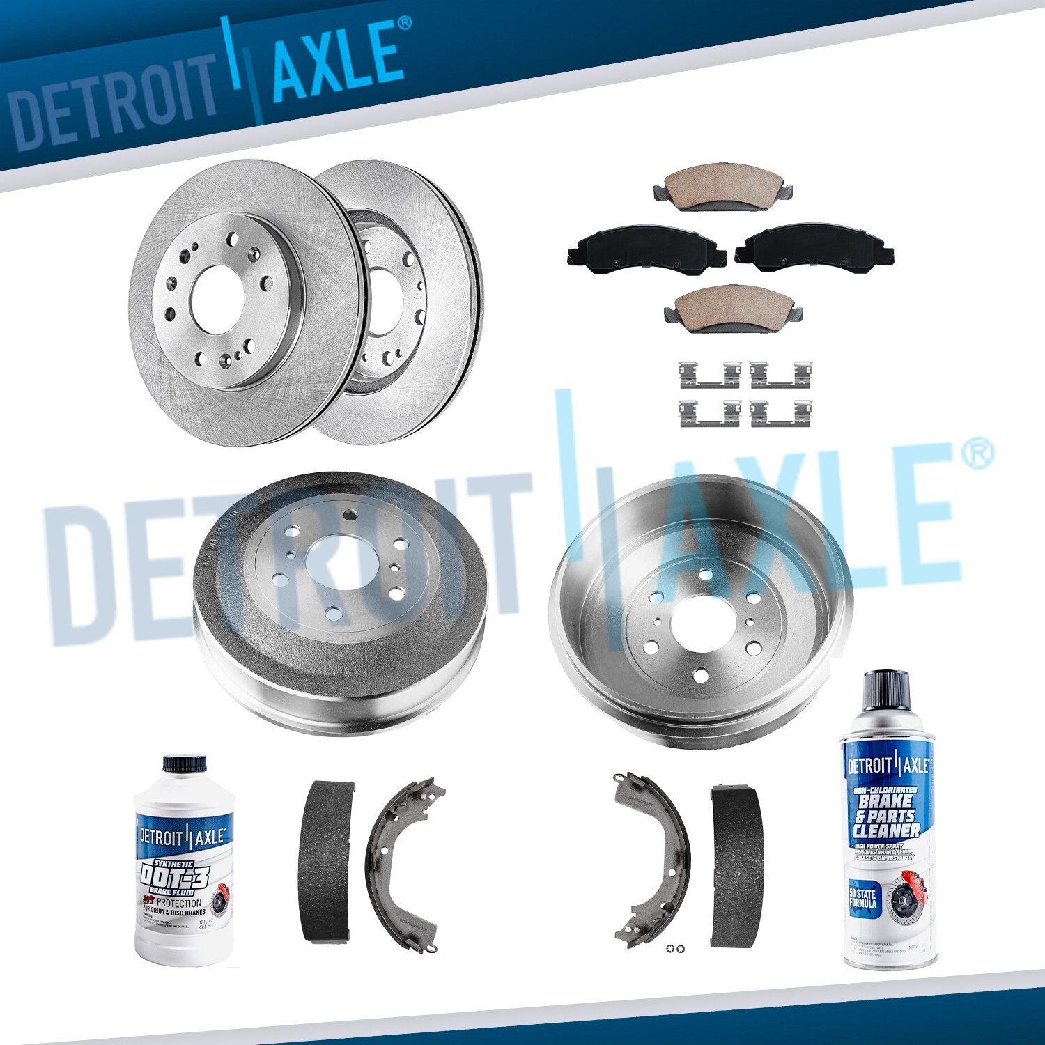 Front Rotors Ceramic Pads Rear Drums & Shoes for 2009-13 Silverado Sierra 1500