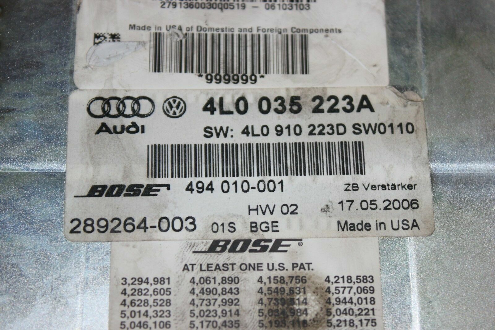 AUDI Q7 A8 A6 TT BOSE AMPLIFIER REPAIR SERVICE 12 MONTHS