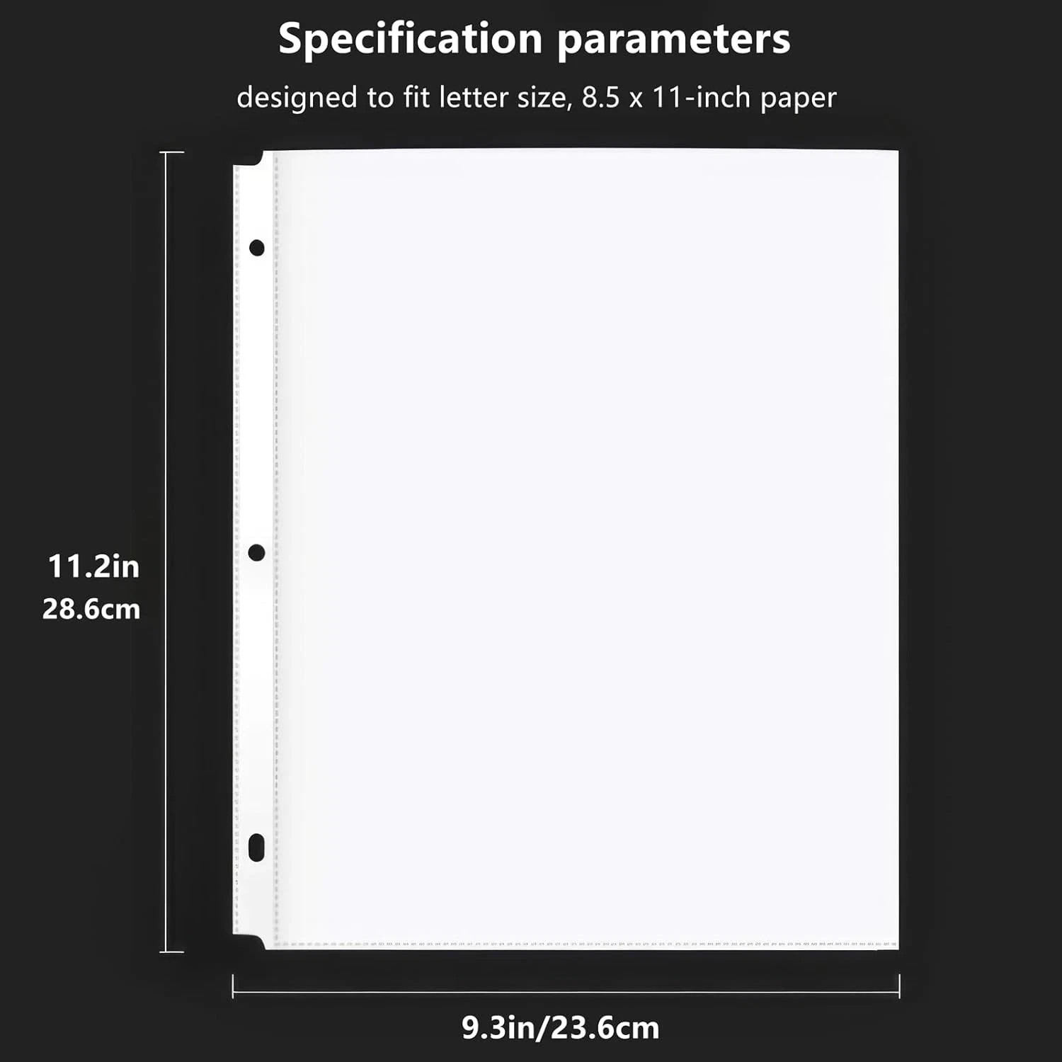 50 Clear Sheet Protectors 8.5x11 Plastic Sleeves for 3-Ring Binder Pages