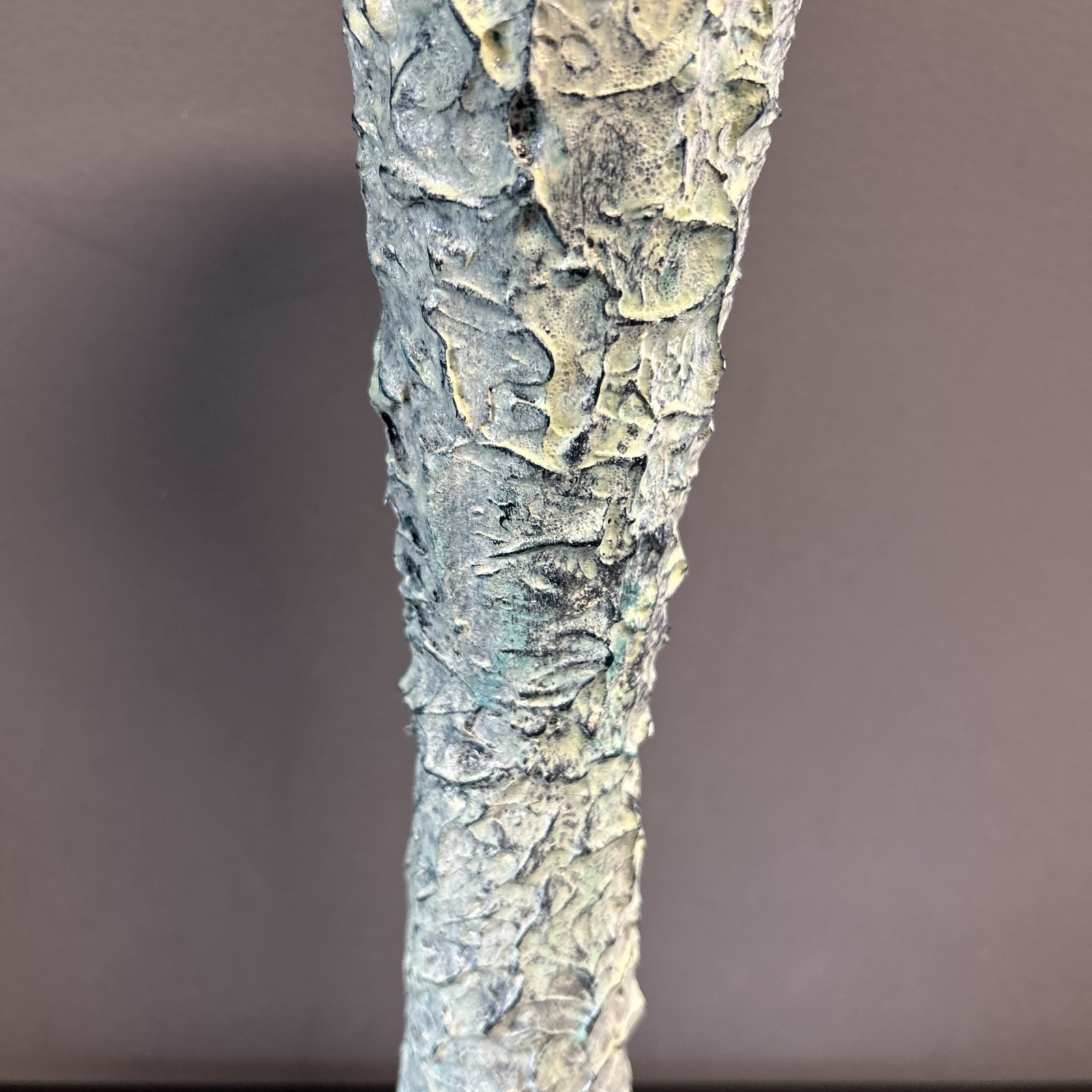 Upcycled Tall Vase Grunge Moody Textured Painted White Waxed Resin Blend 15”