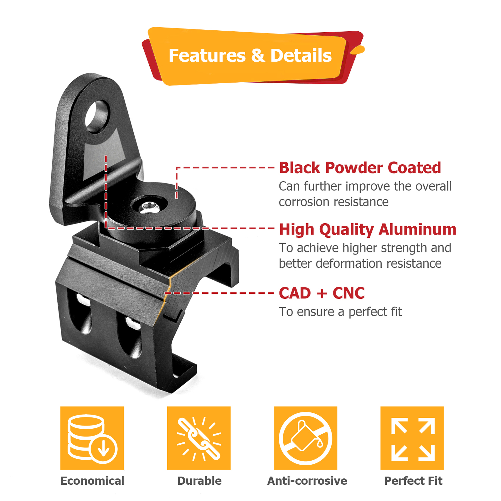 For CFMOTO UFORCE 600 1000 4PCS UTV LED Whip Light Mount Clamp Pro-fit Cage