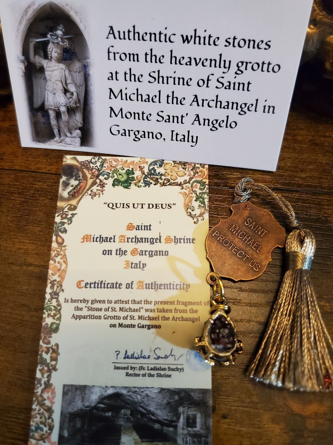 St. Michael Shield Medallion Stones Cave Monte Sant’Angelo Gargano Italy