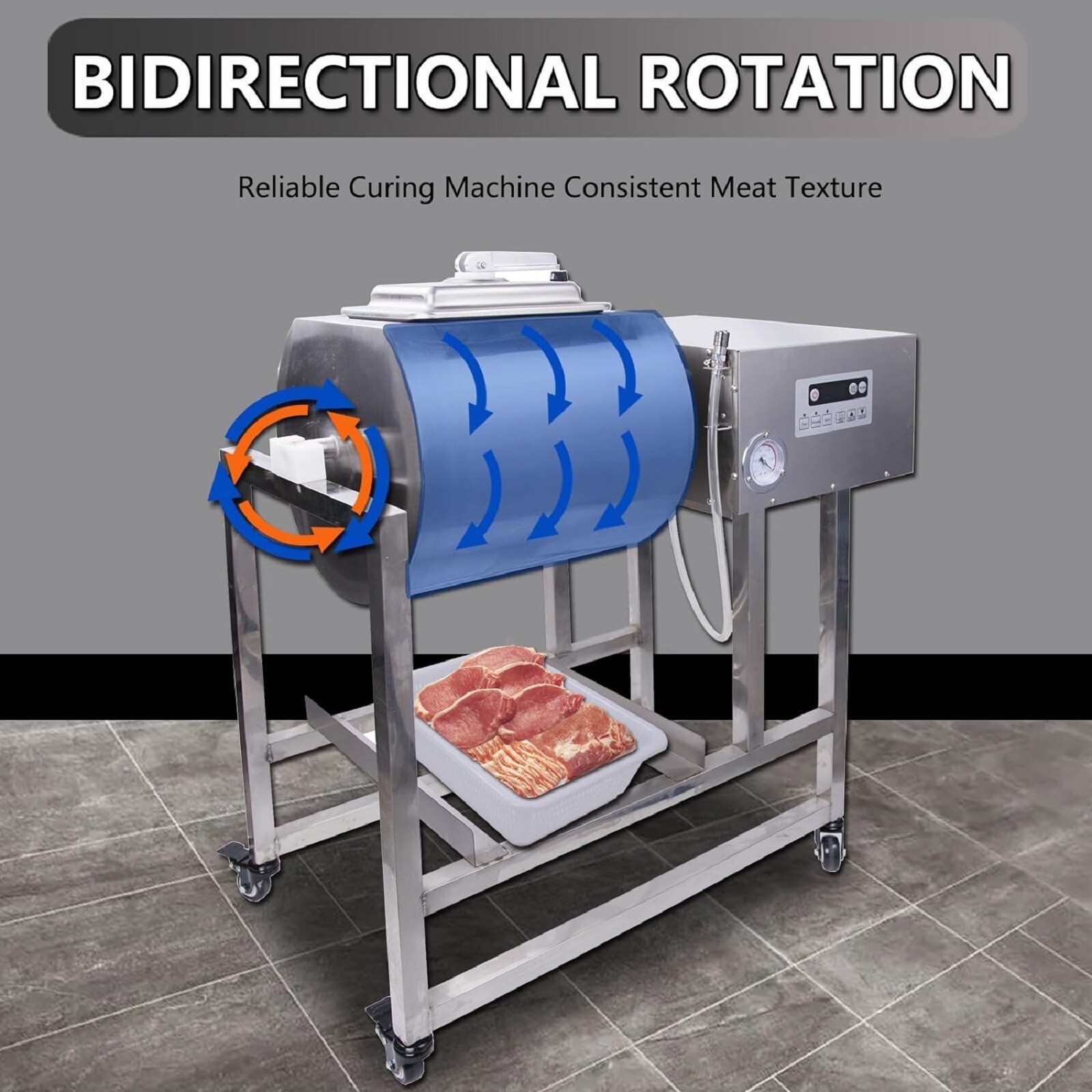 Hakka Refurbished 45L Meat Tumbler Marinator Vacuum Pump Curing Rolling