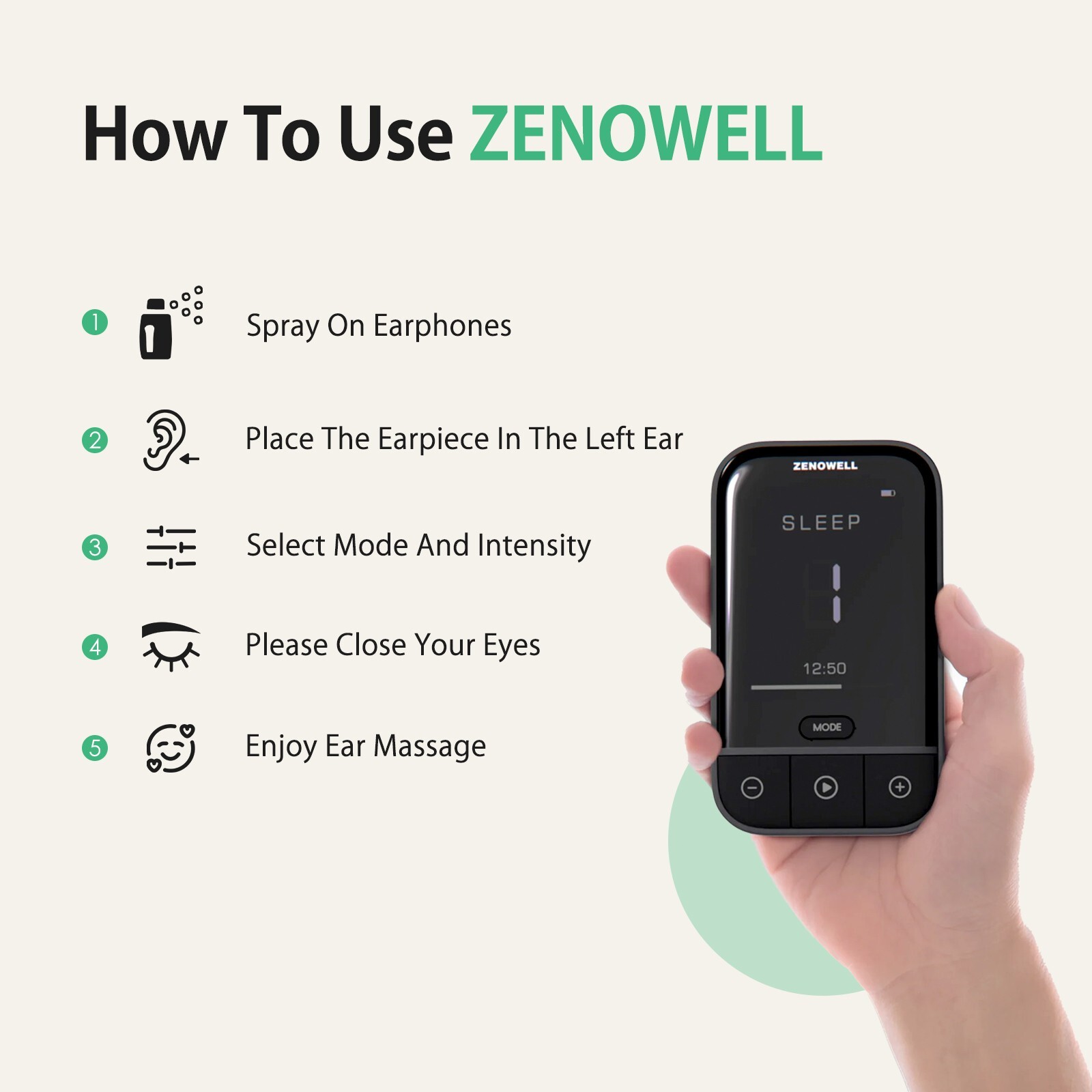 ZenoWell Vagus Nerve Stimulation Device for Anxiety/Sleep Aid/Stress/Meditation