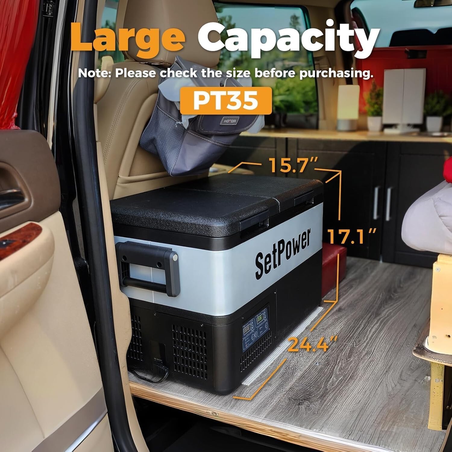 Setpower PT35 Car Refrigerator with Slide 35L Dual Zone Portable Freezer 0℉-50℉