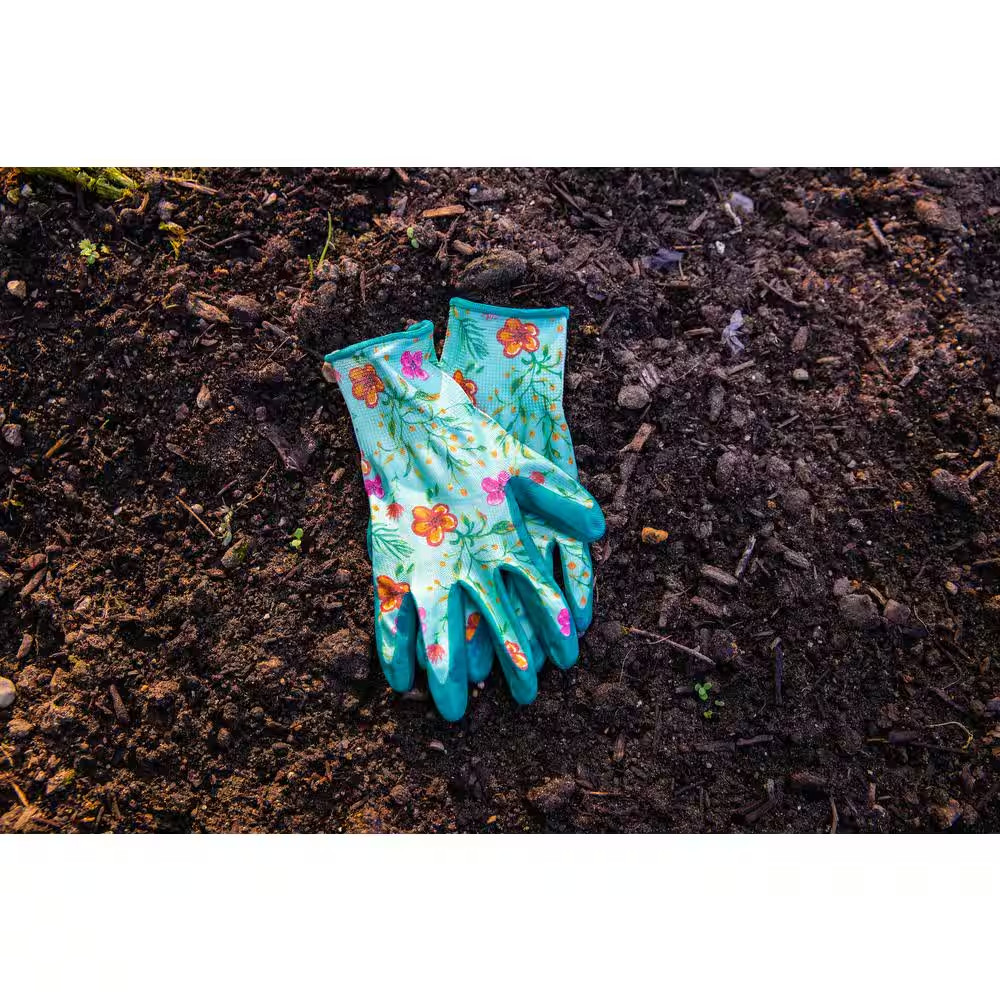 Ladies Large Size Nitrile Grip Garden Gloves for Gardening Yard Work Planting