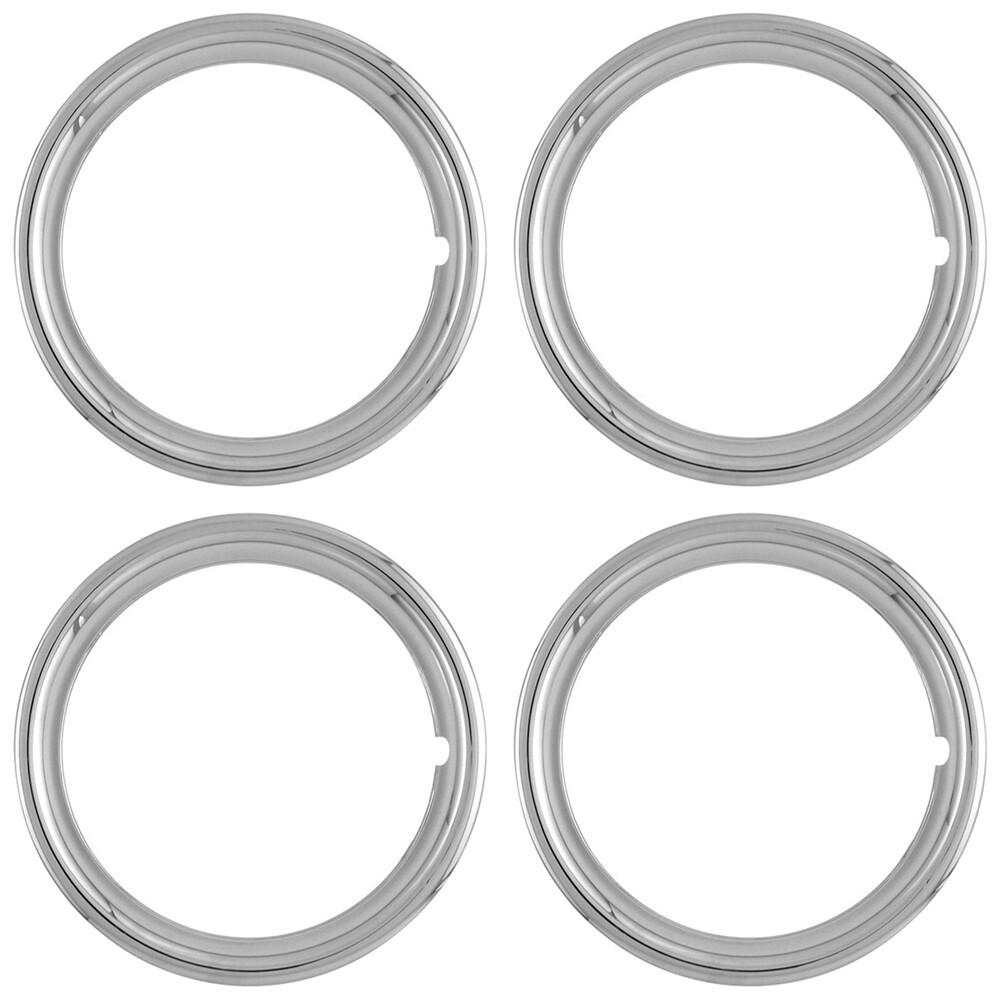 Set of 4 15" CHROME WHEEL TRIM RINGS Beauty Rims Ring Glamour Band for Steel Rim