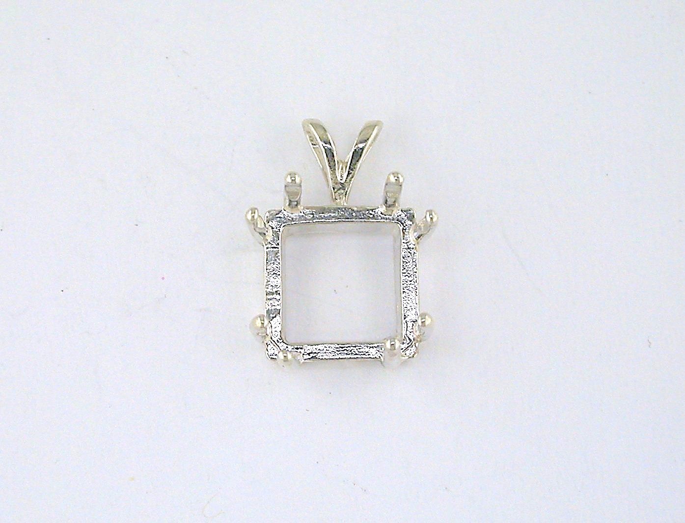 8 Prong Princess Pendant Setting Sterling Silver