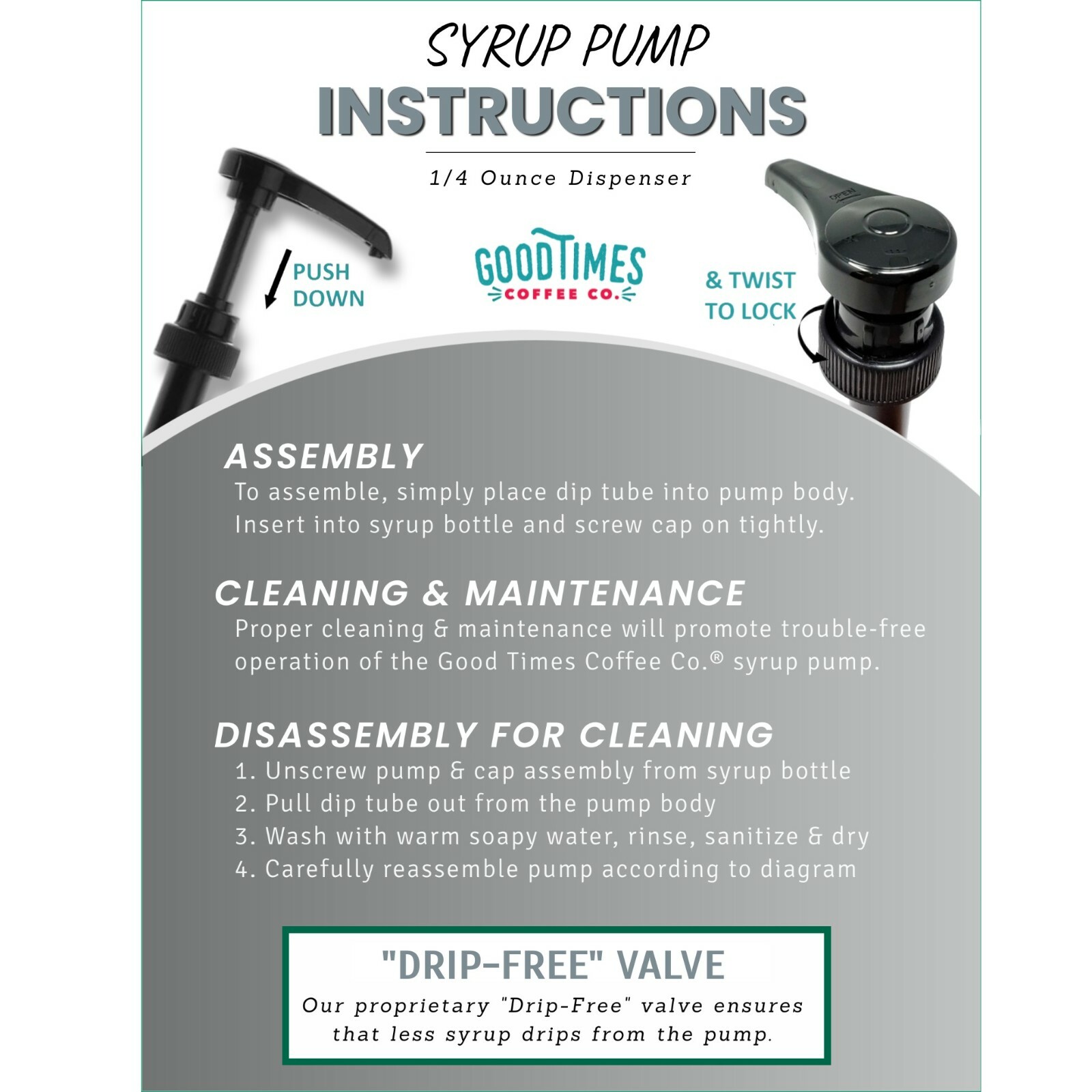 Black Coffee Syrup Pump for 750 ml Bottles (Pack of 4) Fits Torani and more