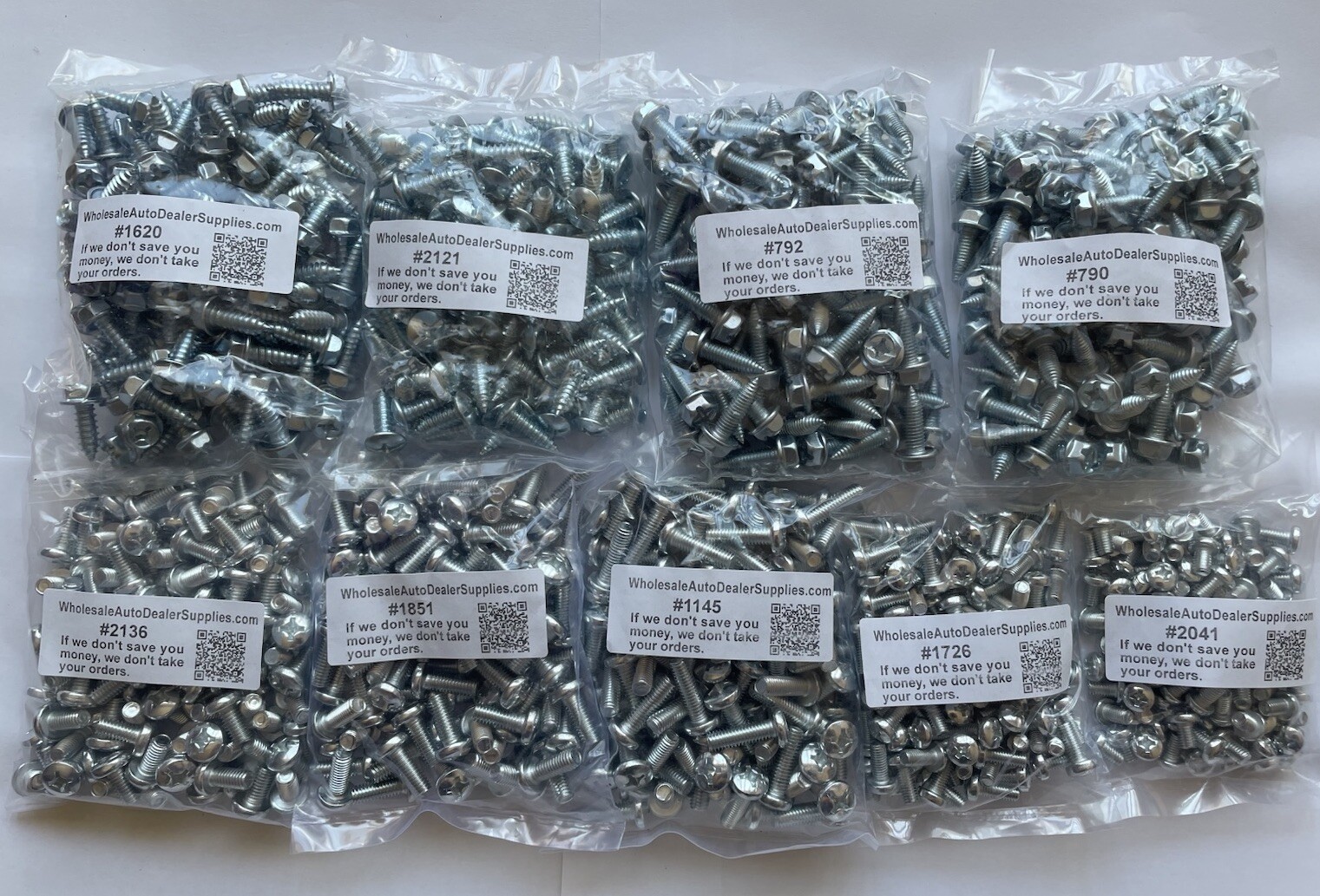 500 License Plate Screws (Pick 5 from 9 options) for Auto Dealers-Bulk quantity