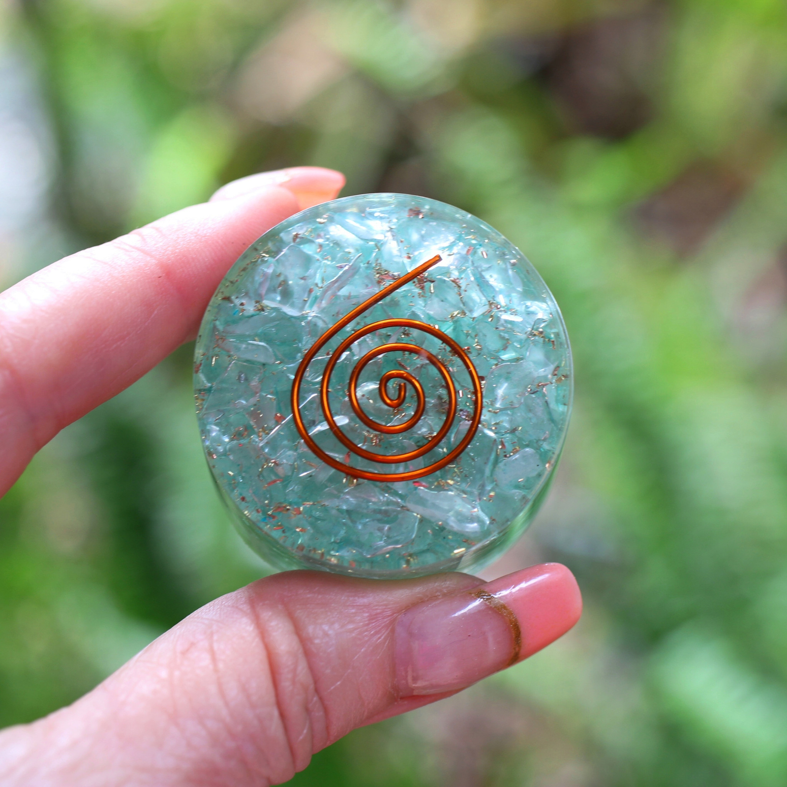 Aquamarine Orgone Tower Buster Powerful EMF & 5G Protection 1.5in