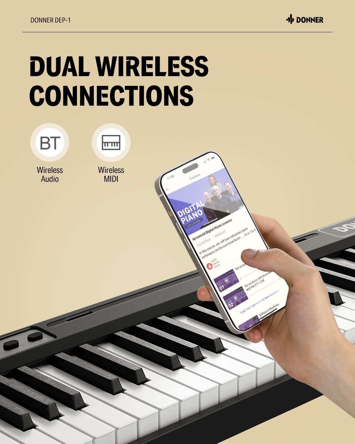 Donner DEP-1 Digital Piano Keyboard 88 Key With Sustain Pedal Carry Bag 128 Tone