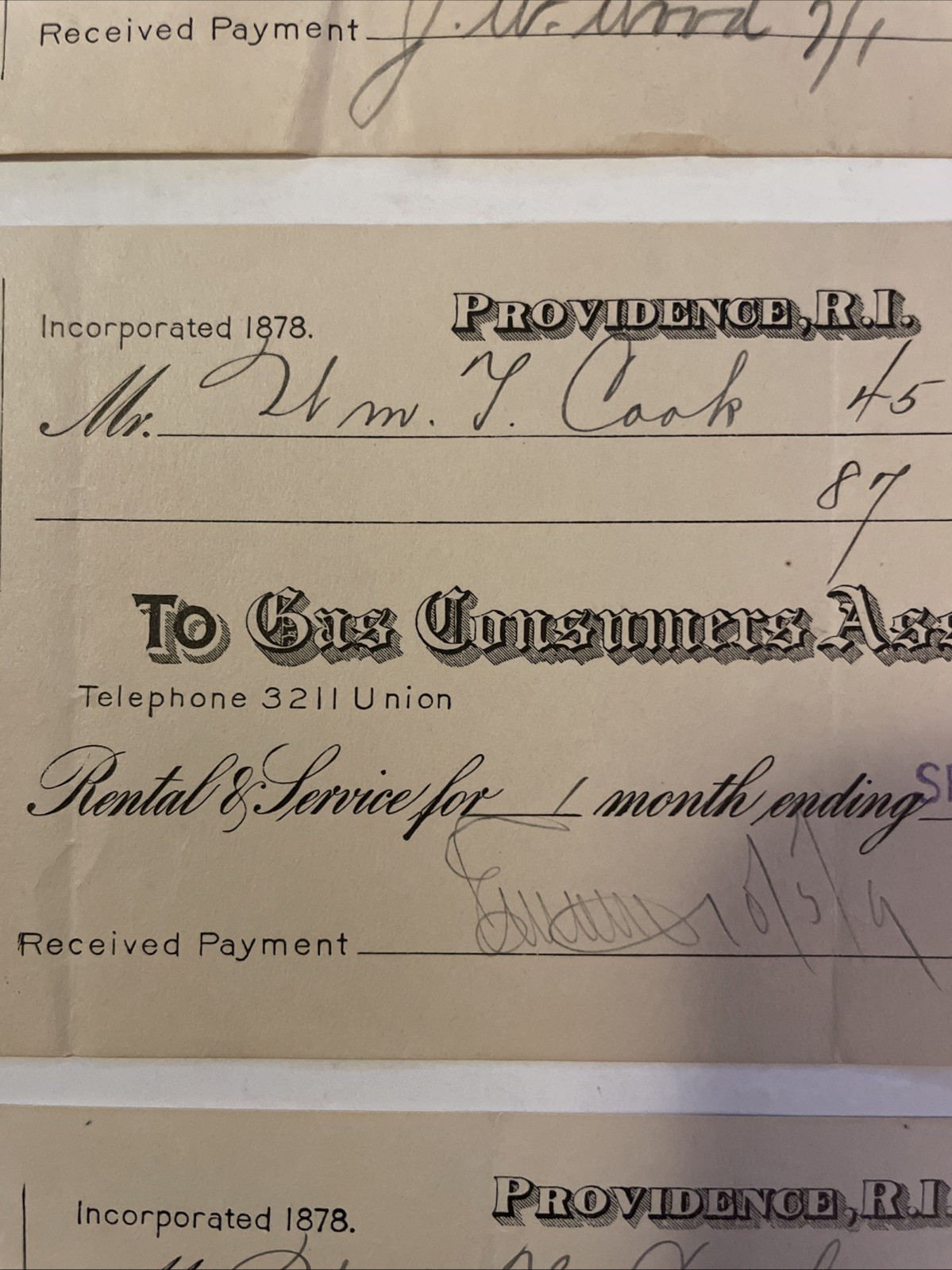 (3) 1909 Providence Rhode Island Gas Consumers Association 75 Westminster St Rec